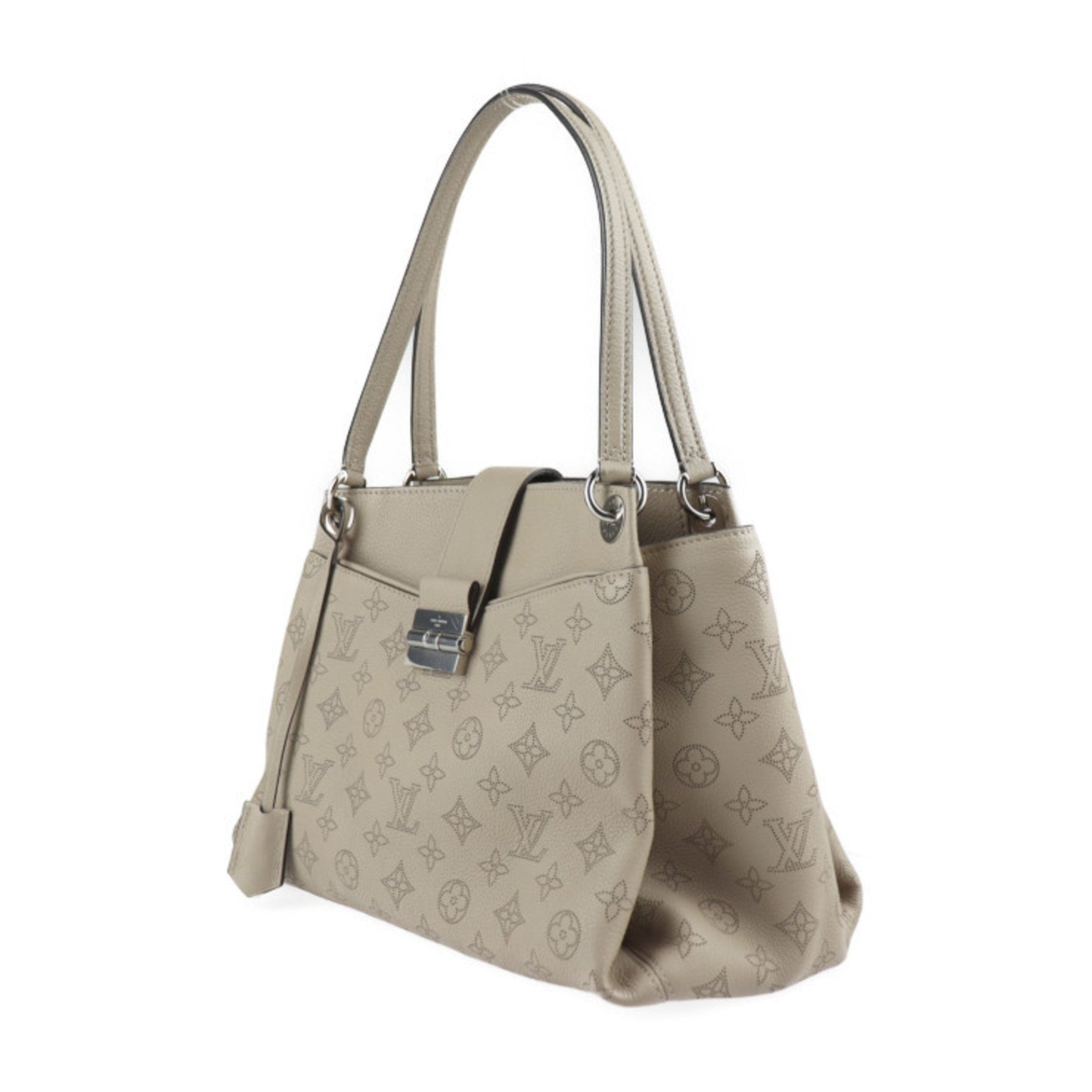 Louis Vuitton Sevres Handbag Monogram Mahina Galle Beige Silver Hardware Shoulder Bag Tote