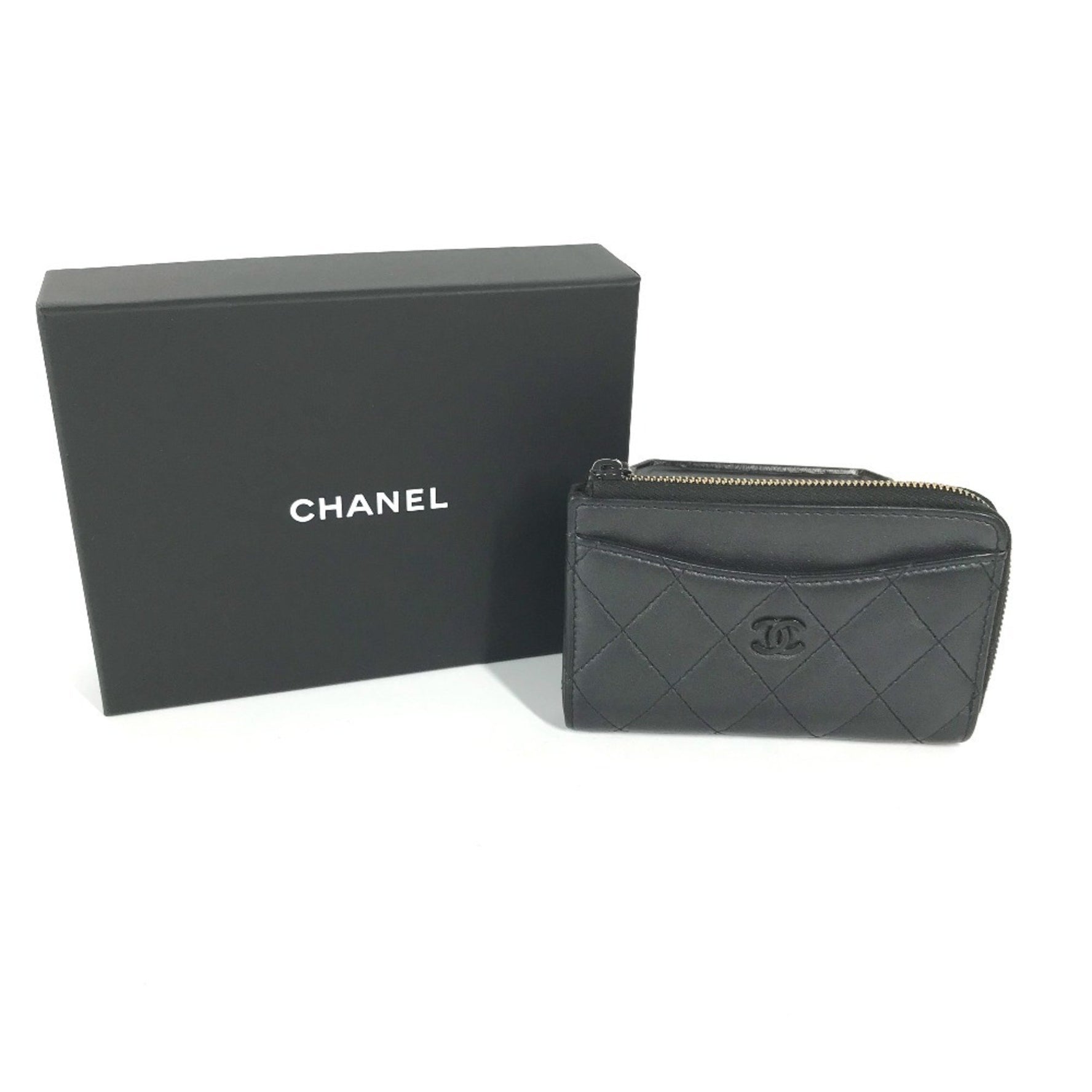 CHANEL So CC Coco Mark Matelasse Fragment Case Wallet/Coin Leather