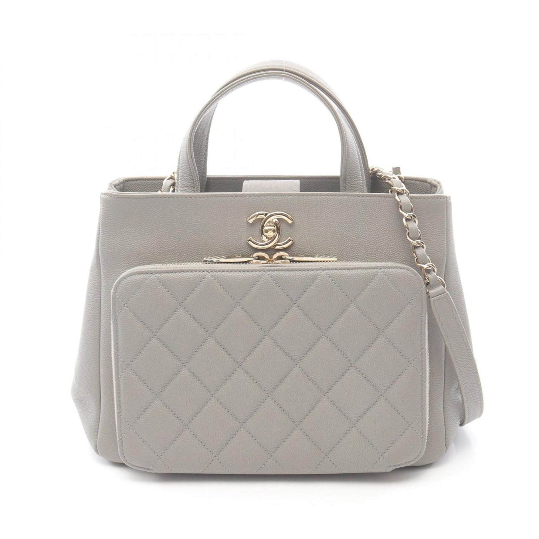 CHANEL Affinity Matelasse Shoulder Bag Calfskin (Cowhide) Women's Grey A93750