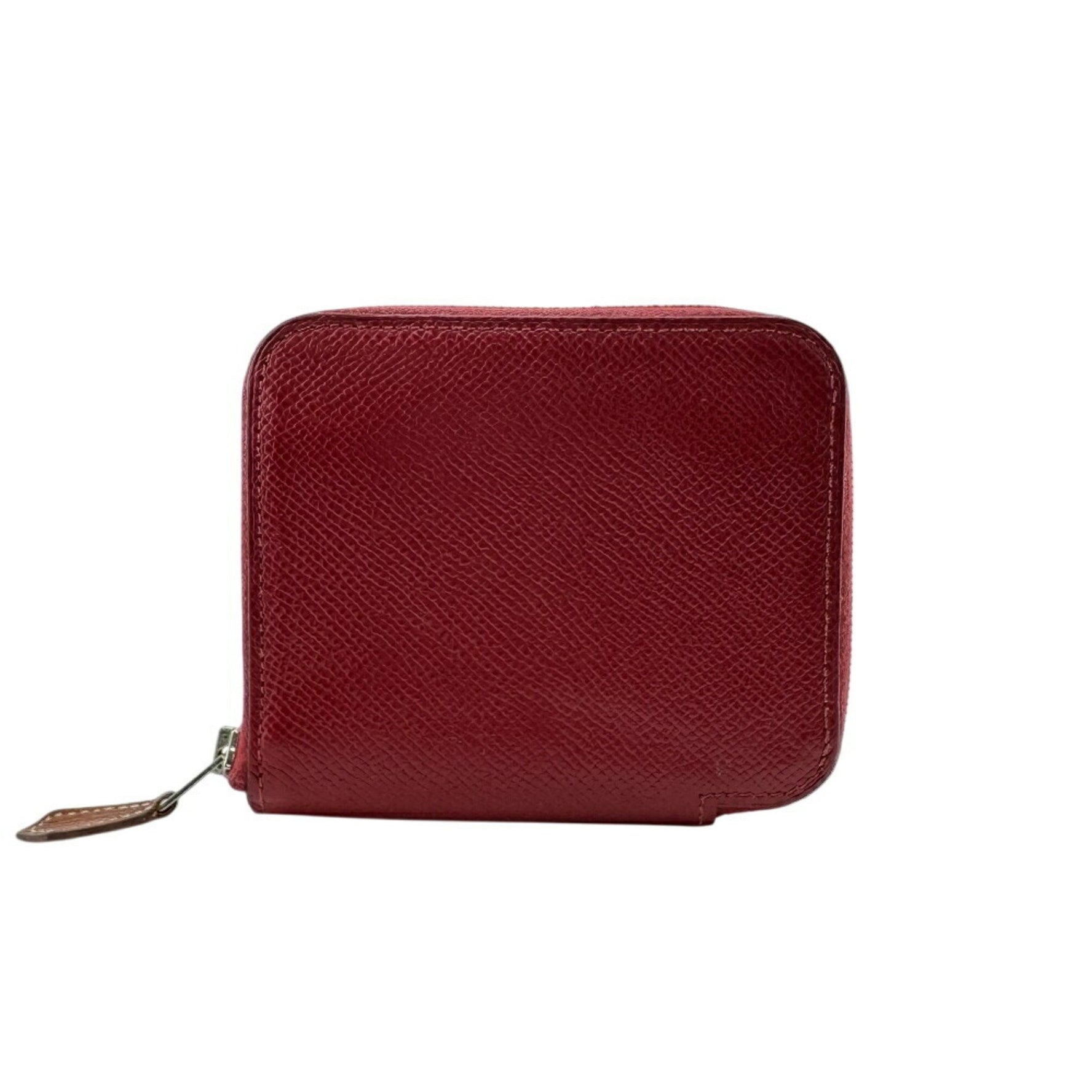 HERMES Azap Silkin Compact Coin Case Wallet Red