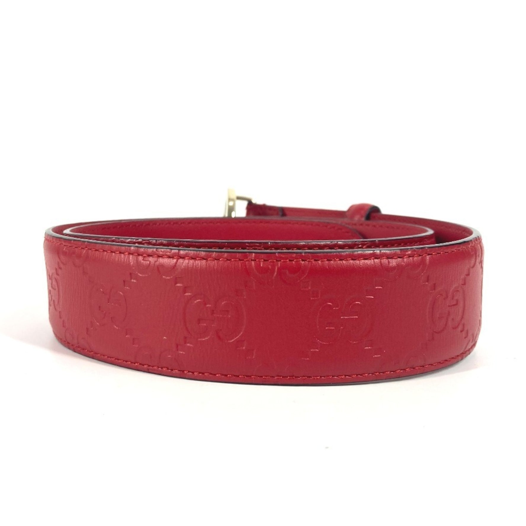 GUCCI Guccissima GG Buckle Accessory Double G Belt in Shimmering Leather, Red