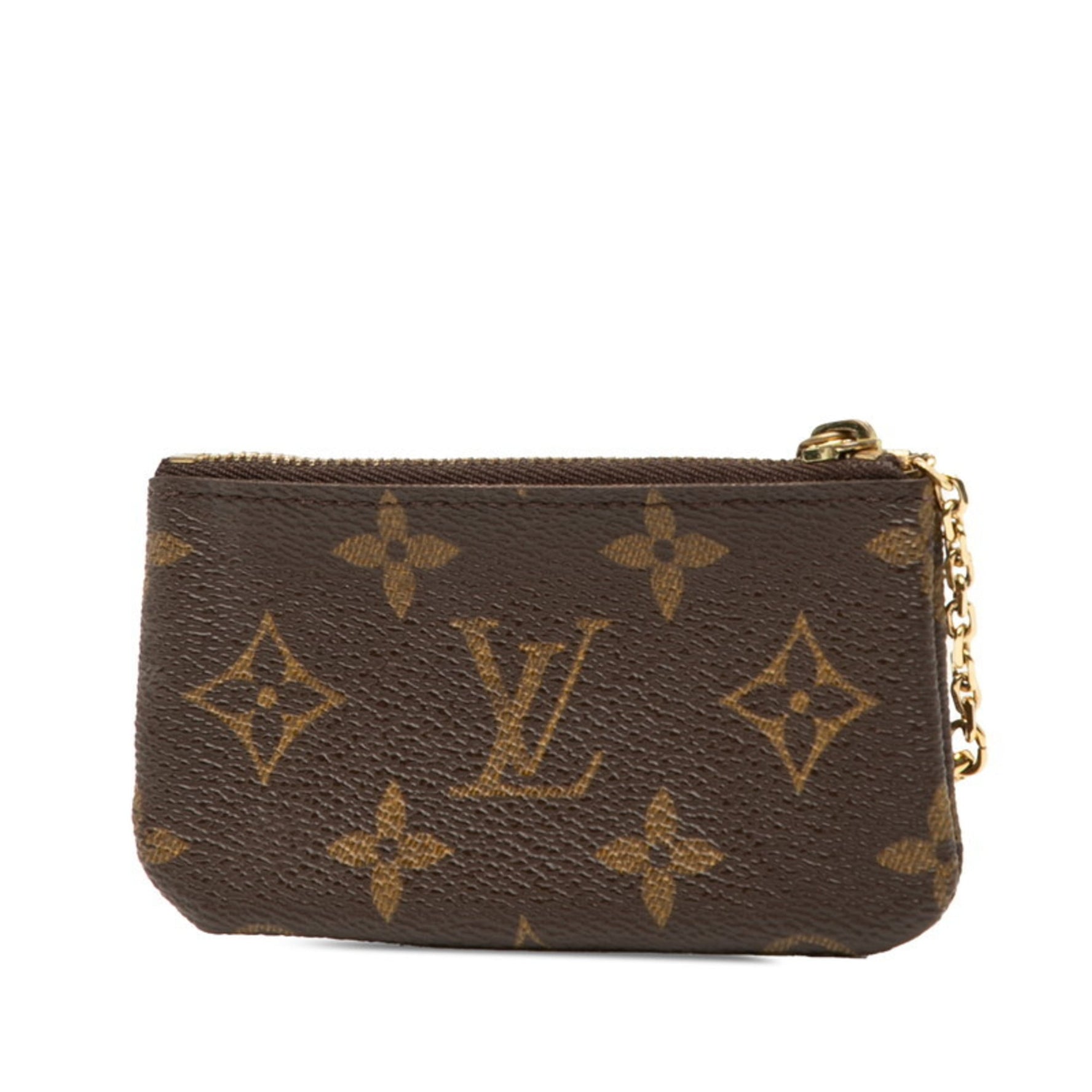 Louis Vuitton Monogram Pochette Clé Wallet/Coin Case, Key Coin Purse Brown Leather LOUIS VUITTON