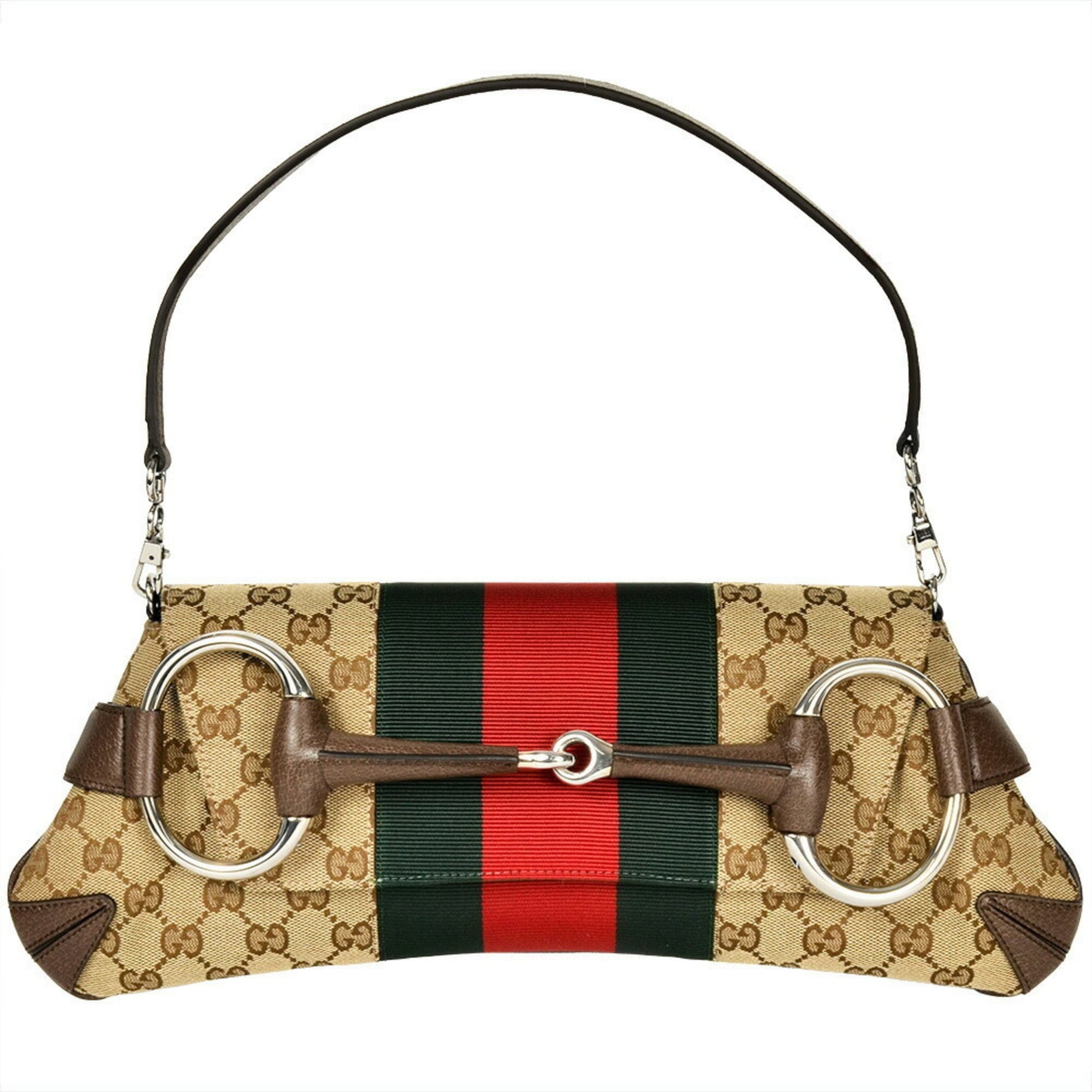 Gucci Horsebit Chain Handbag in GG Canvas with Sherry Line