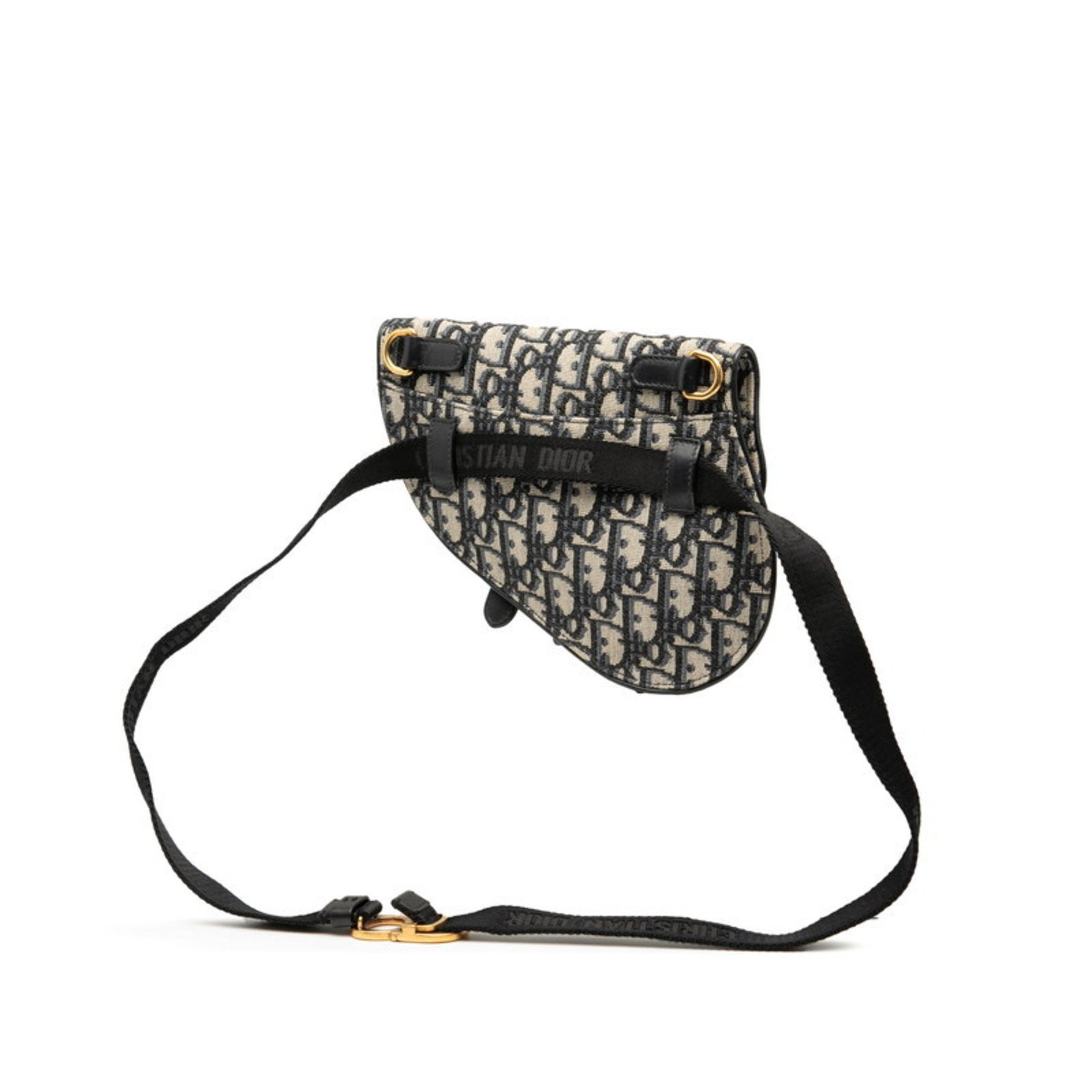 Christian Dior Dior Oblique Saddle Body Bag/Waist Bag in Navy and Beige Canvas Leather