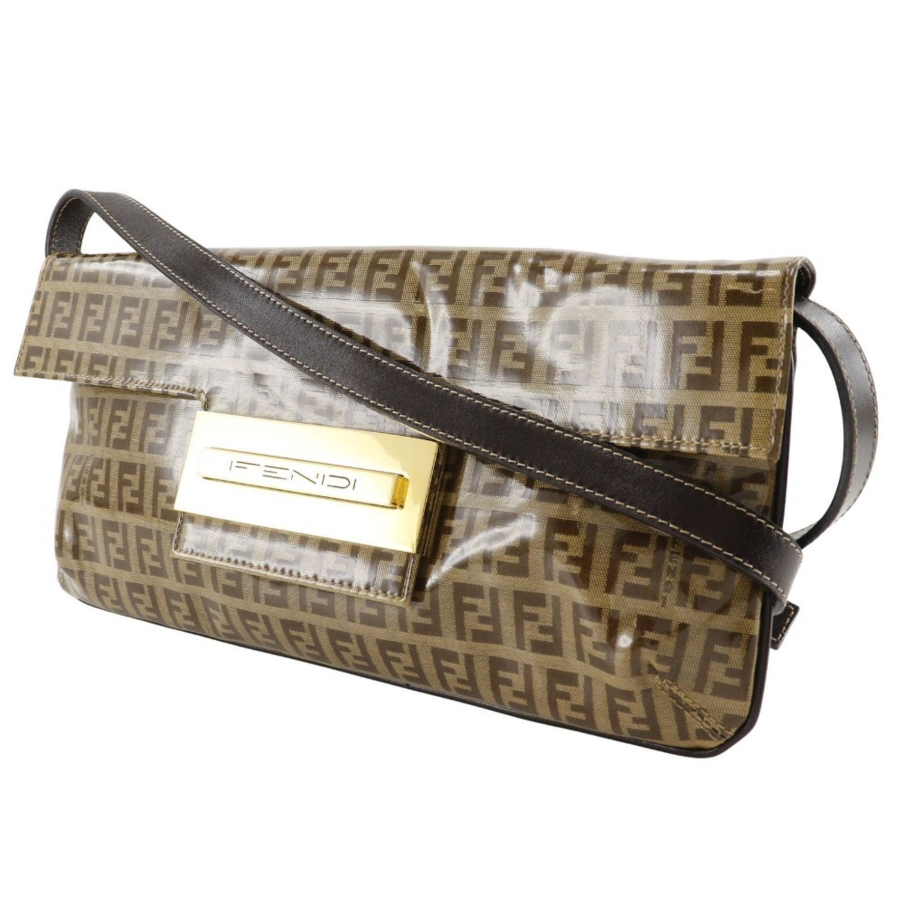 FENDI Mamma Bucket Shoulder Bag Zucchino Clutch Vinyl
