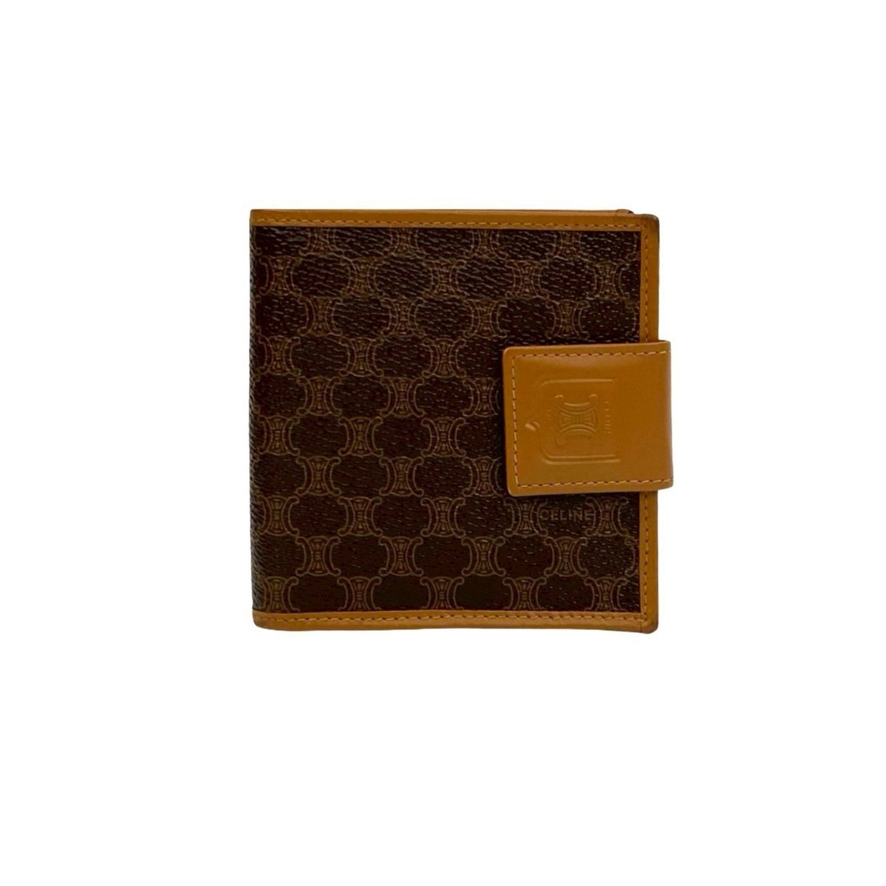 CELINE Vintage Macadam Blason Triomphe Leather Bi-fold Wallet with Mini Coin Purse