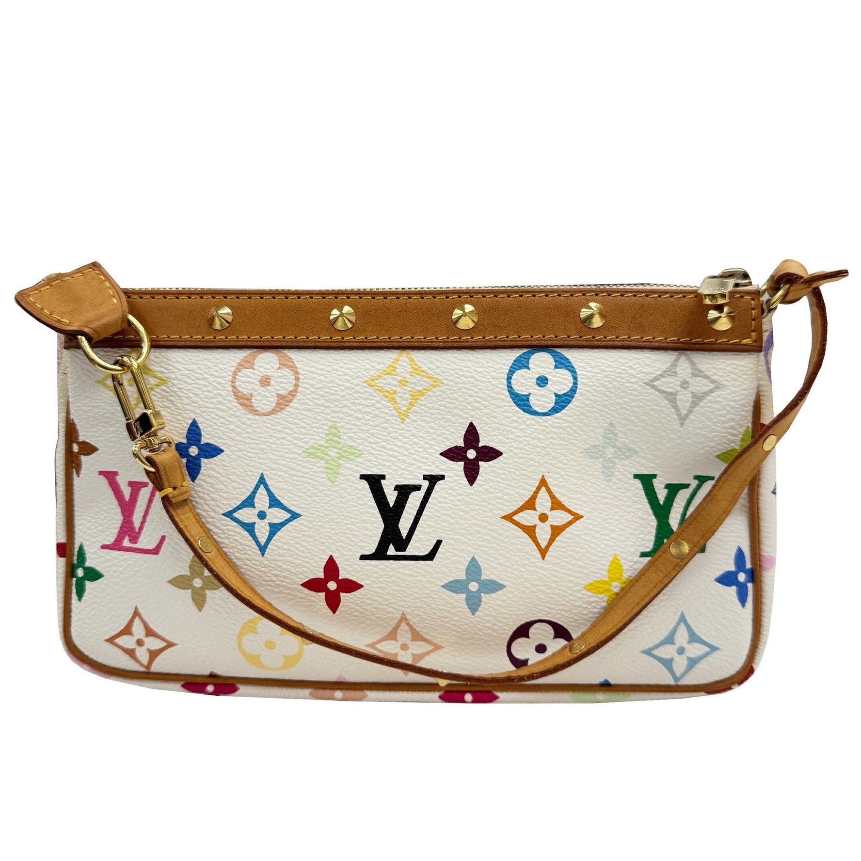 LOUIS VUITTON Pochette Accessoires Monogram Multicolore Blanc White Handbag