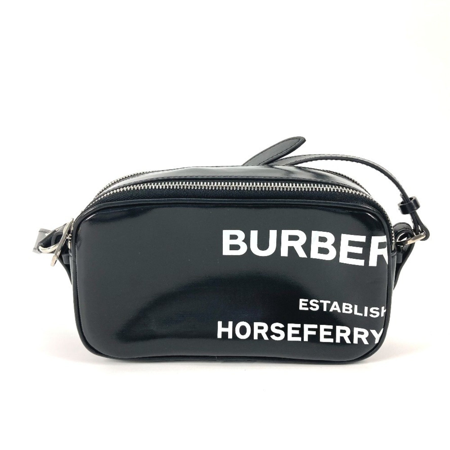 BURBERRY Two-tone Logo Horseferry Leather Shoulder Bag, Men's, Black