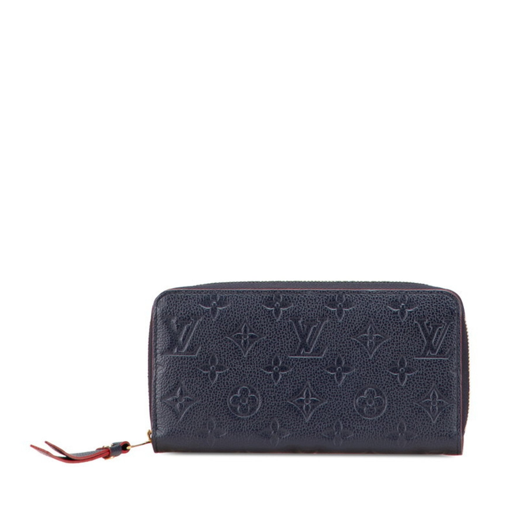 Louis Vuitton Monogram Empreinte Zippy Wallet, Round Zipper Long Wallet Marine Rouge Navy Red Leather, LOUIS VUITTON