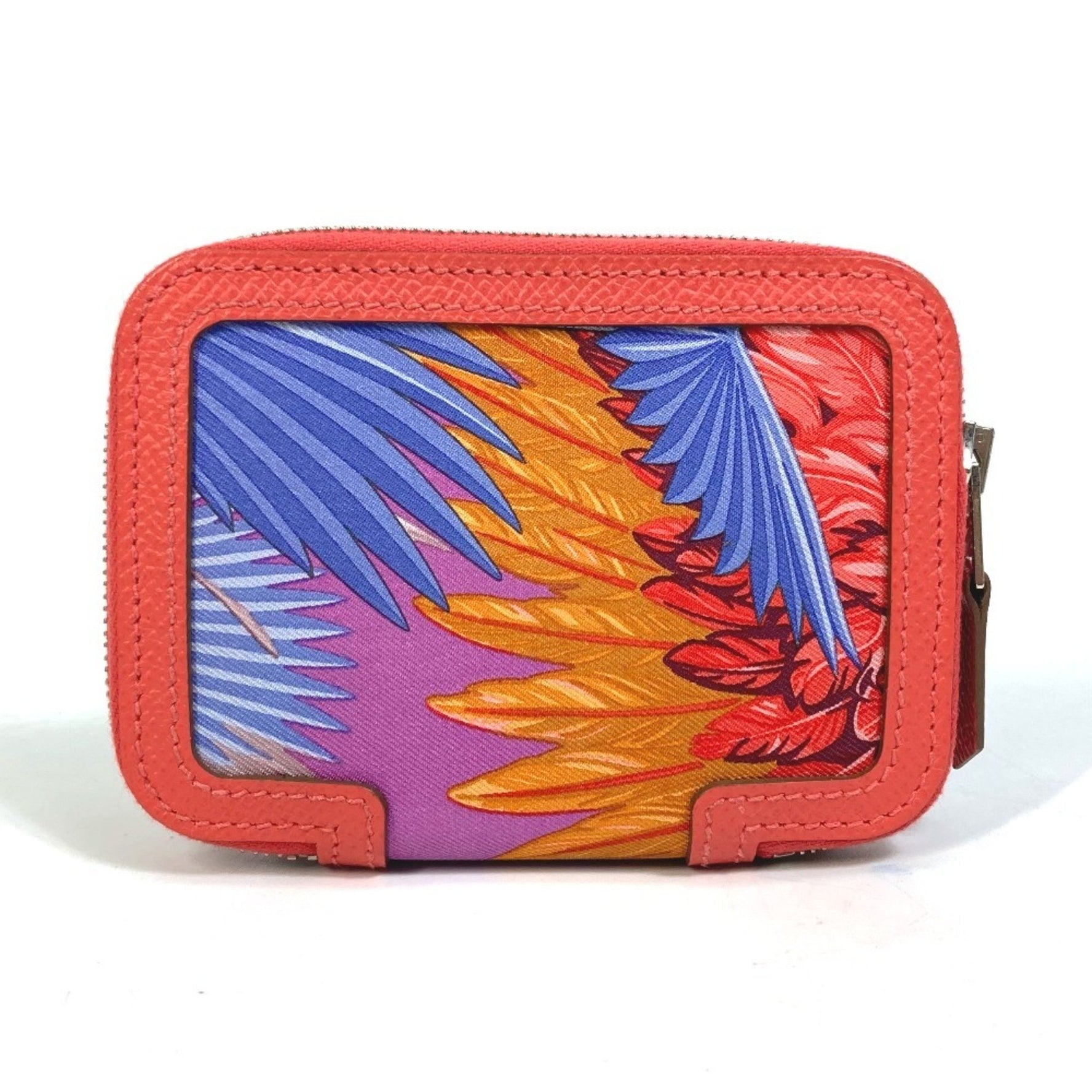 HERMES Soi Cool Flamingo Party Bifold Wallet, Round Coin Case, Silk/Epson, Rose Jaipur