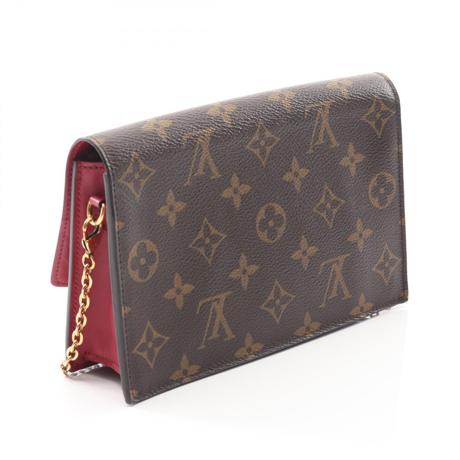 Louis Vuitton Portefeuille Flore Chain Shoulder Bag, PVC-Coated Canvas and Leather, Monogram, Brown/Pink