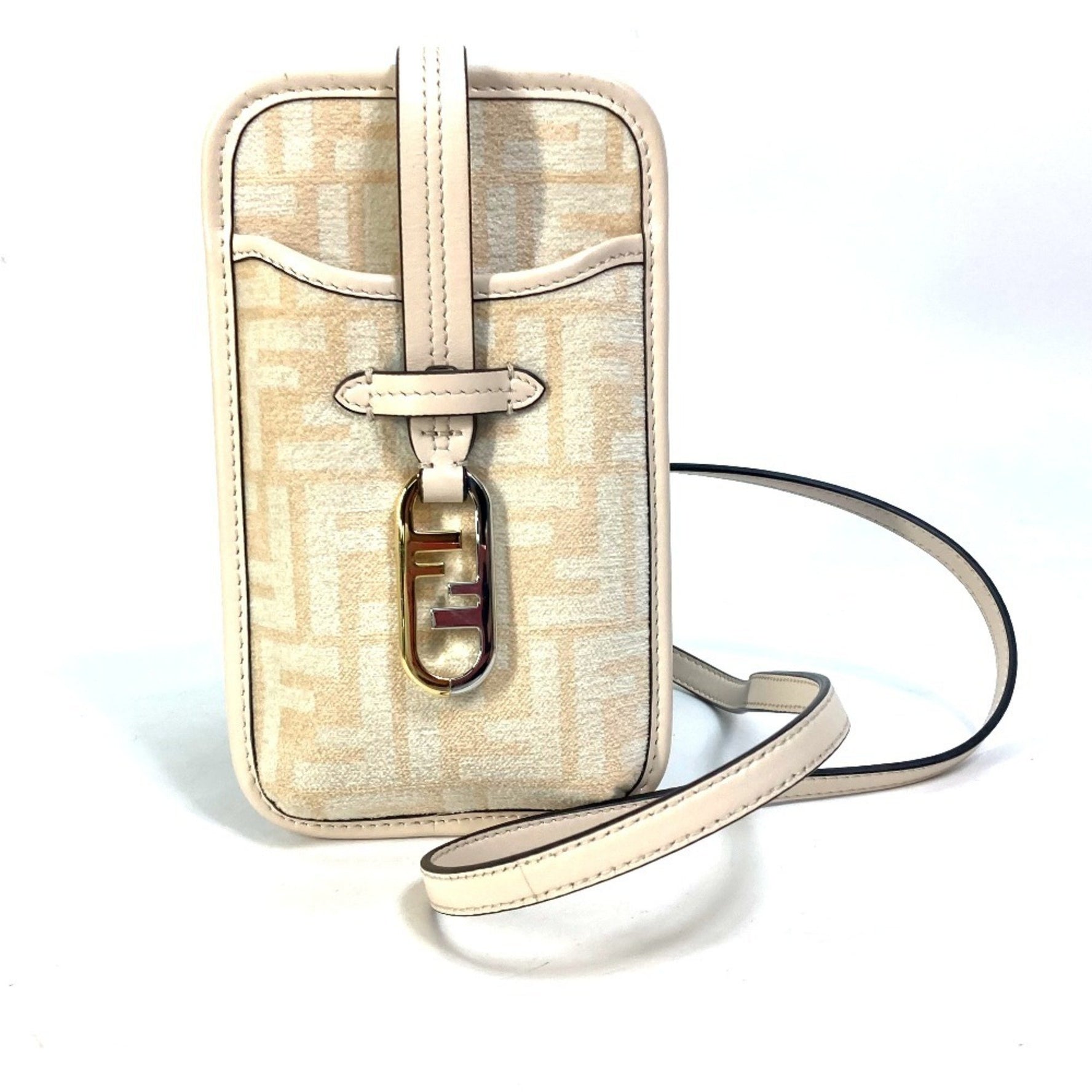 FENDI Zucca Logo Phone Case, Pouch, Orlock Shoulder Bag, Viscose/Leather