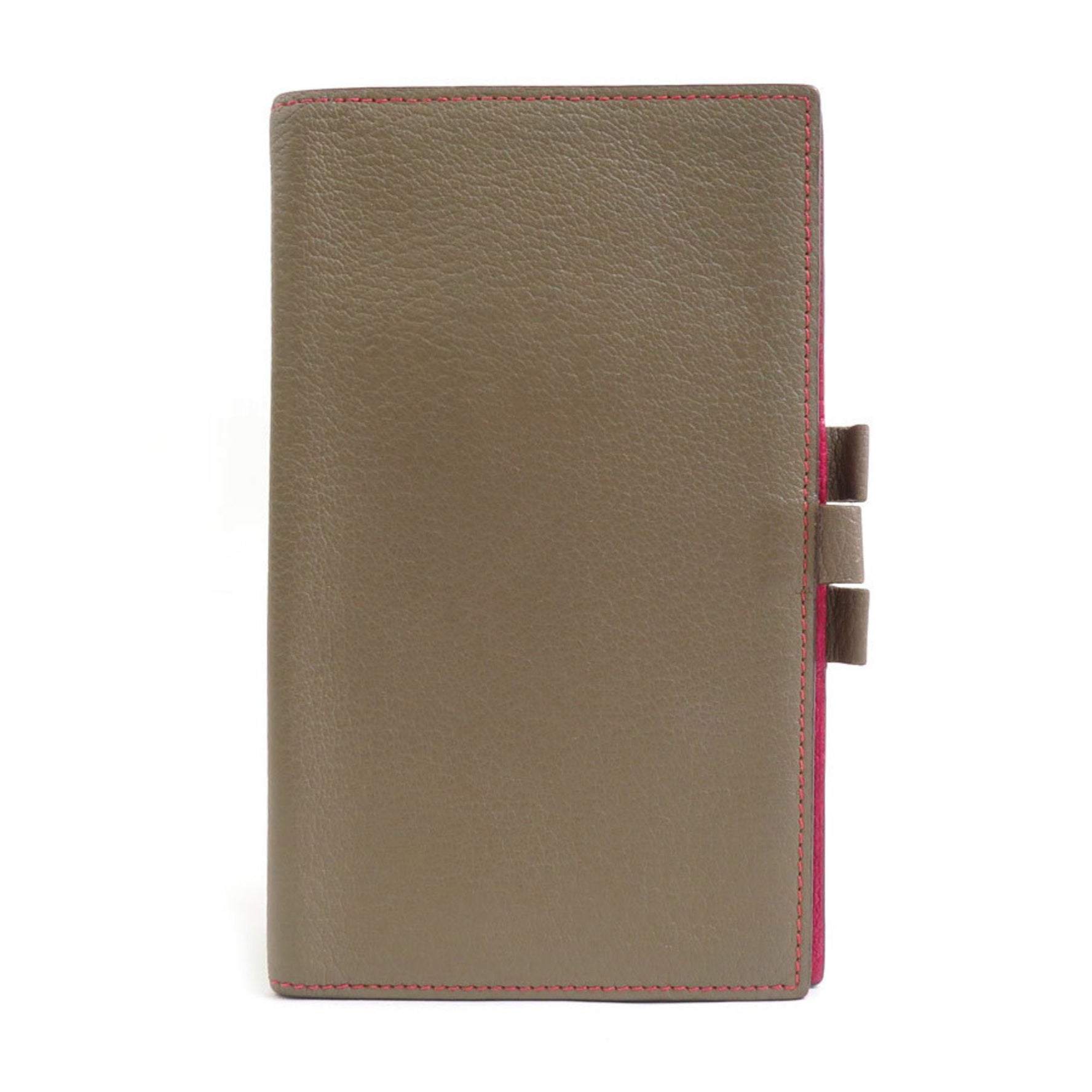 Hermes Hermès Leather Notebook Cover in Greige and Magenta Women