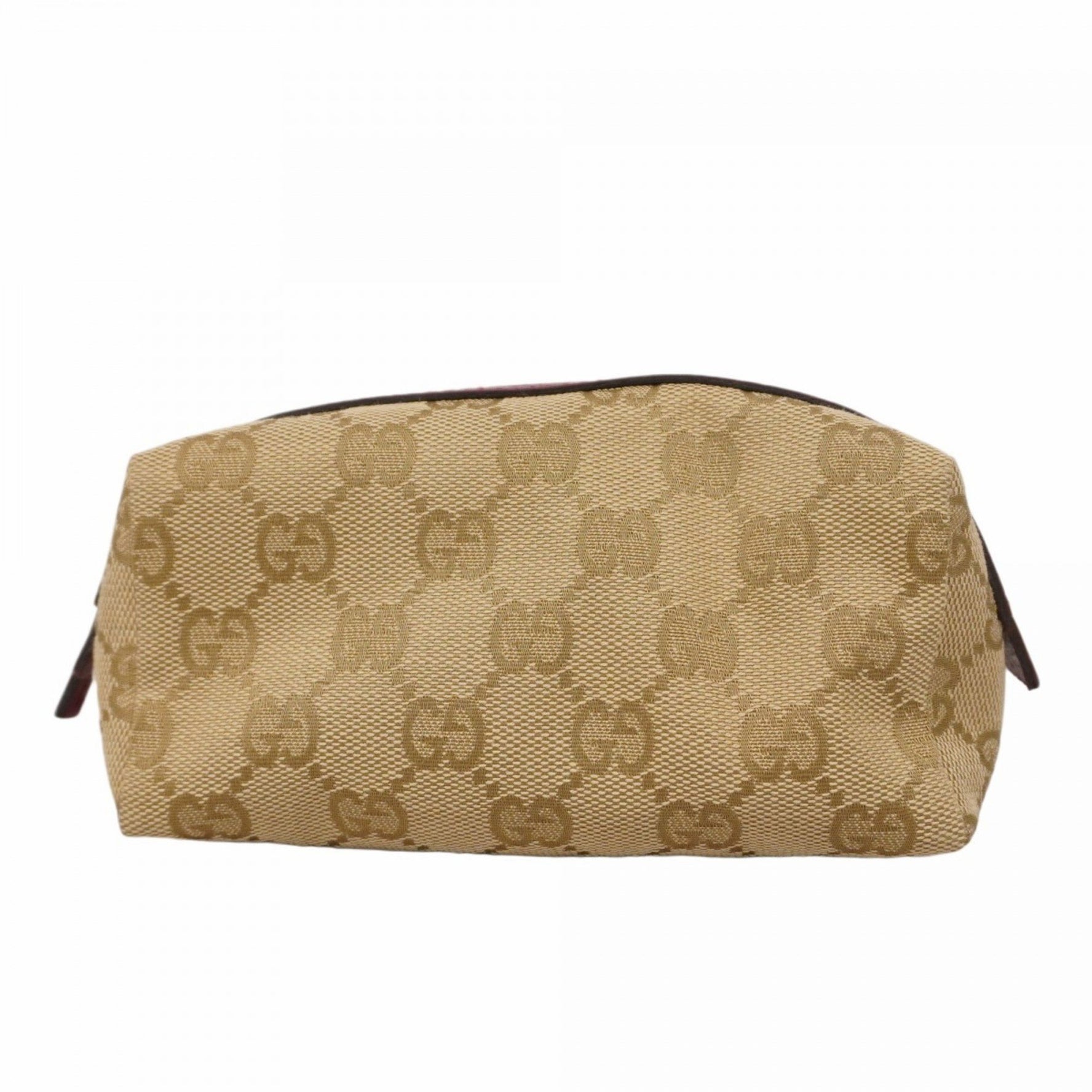 Gucci GG Canvas Pouch Beige Bordeaux