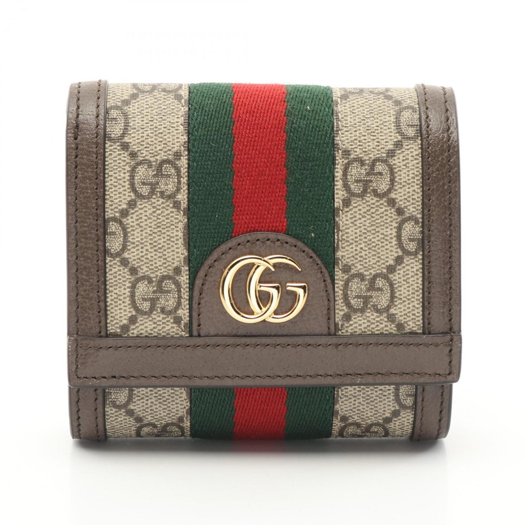 Gucci Ophidia GG Wallet Sherry Line Bi-fold Coated Canvas Leather Beige Brown Multicolor