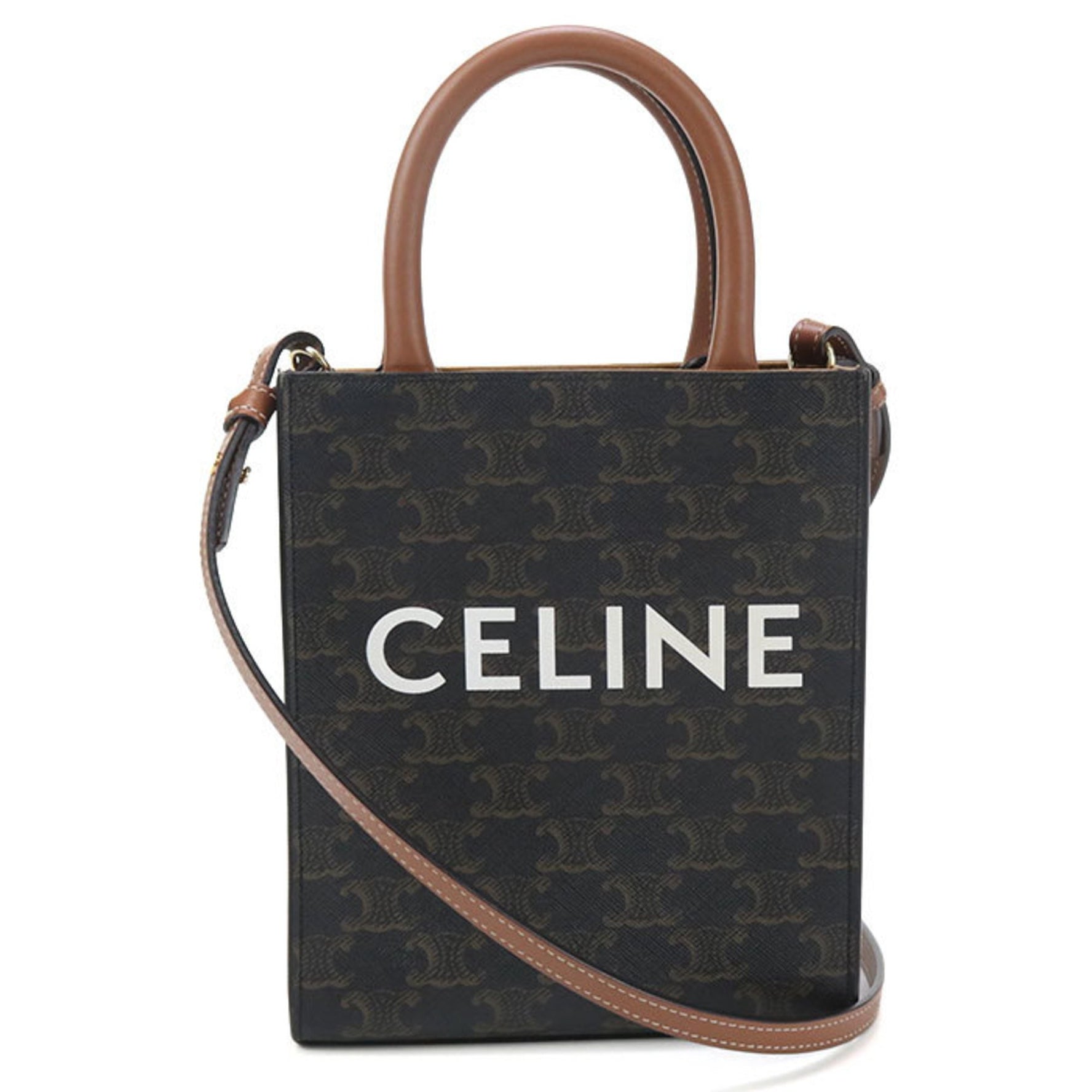 CELINE Mini Vertical Cabas Triomphe Canvas Handbag