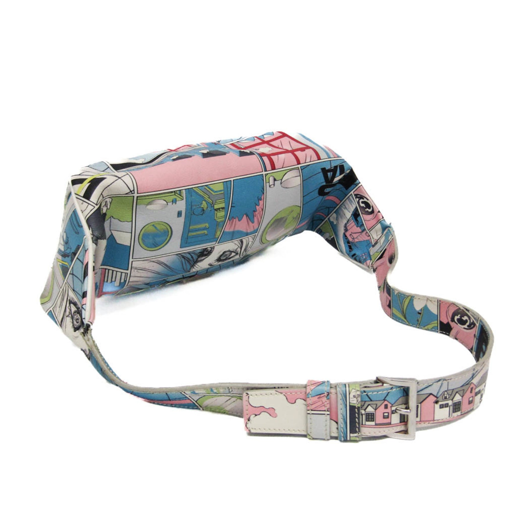 Prada Comic Book Pattern Women,Men Leather Fanny Pack Blue,Multi-color