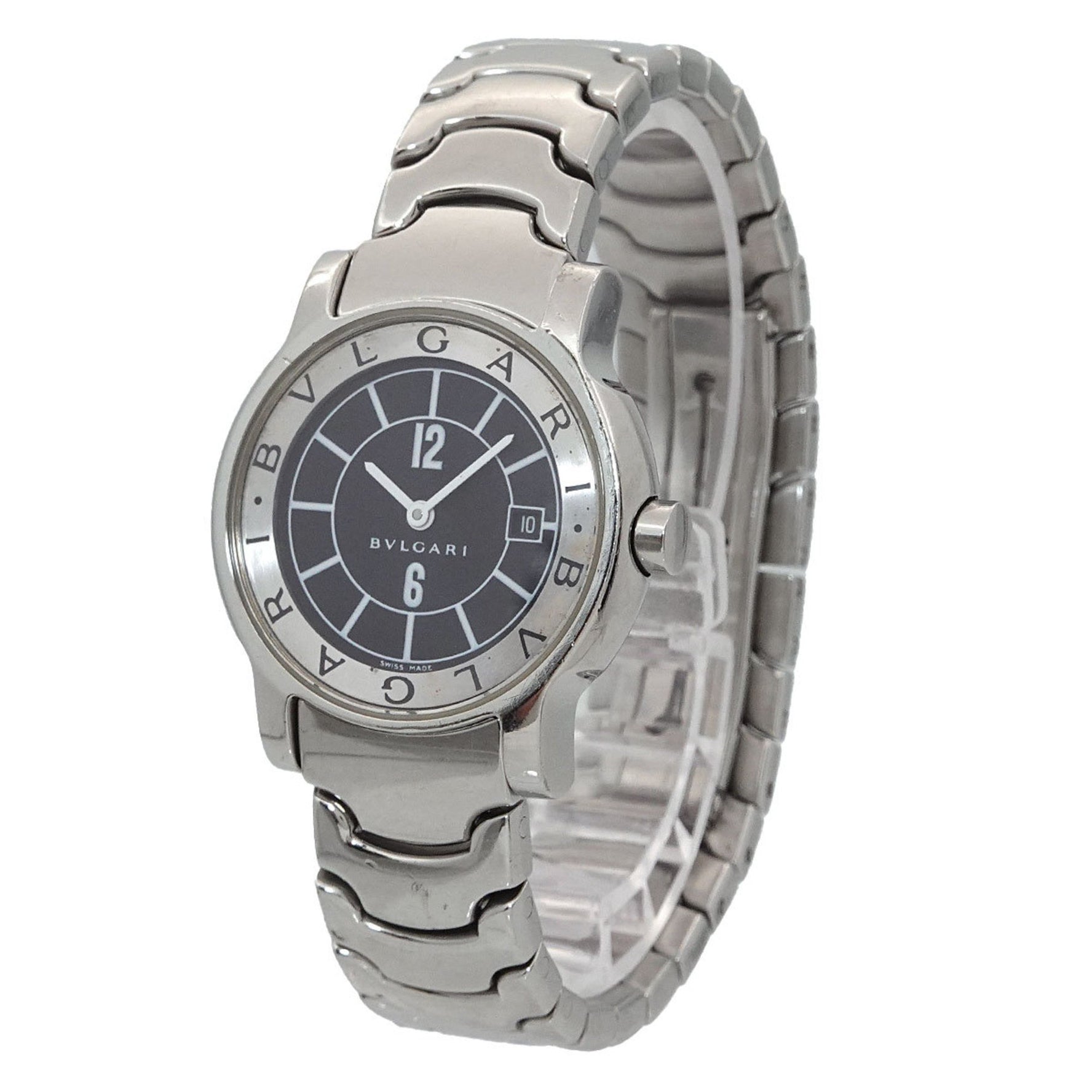BVLGARI Solo Tempo ST29S Women's Watch with Date, Black Quartz Movement