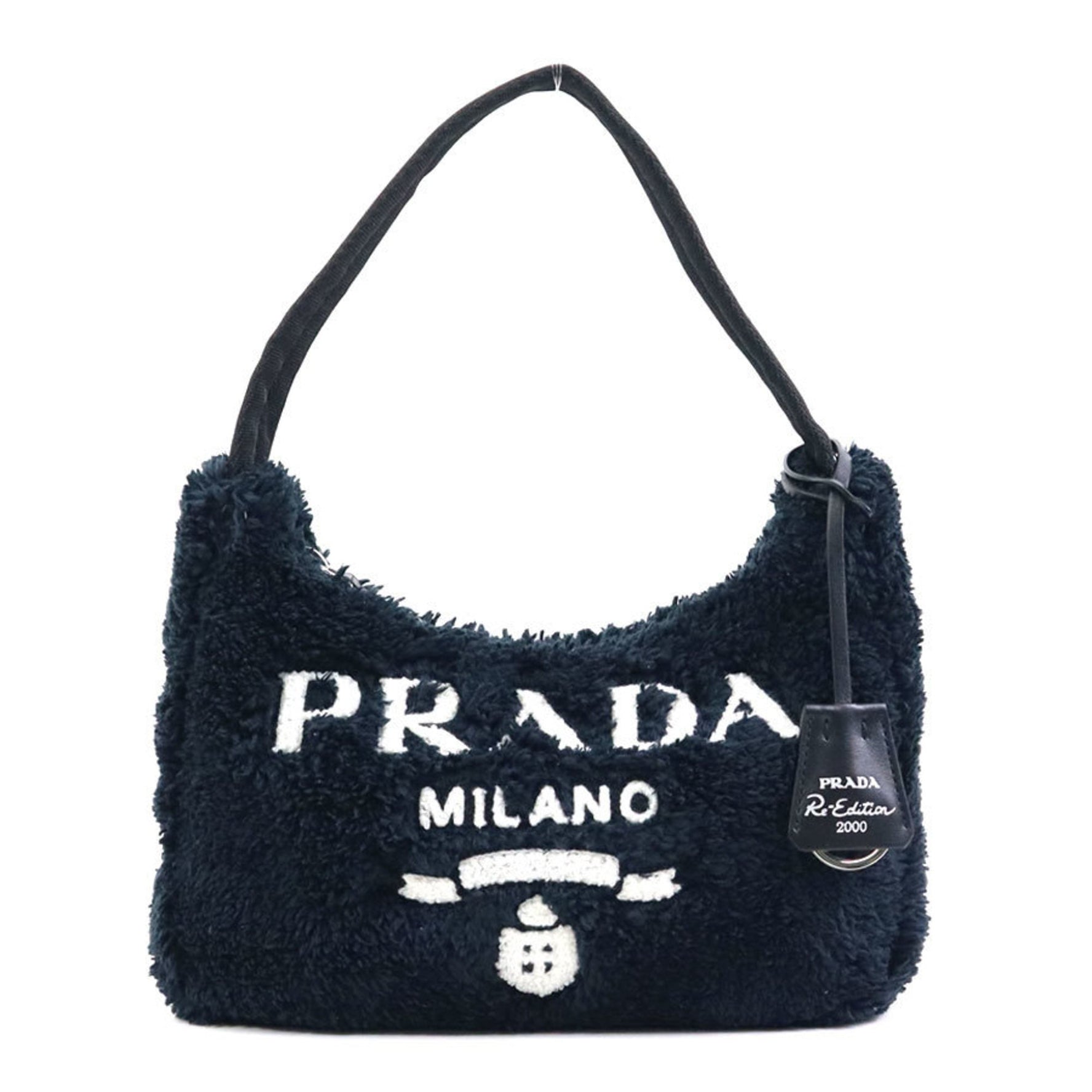 PRADA Handbag Re-Edition 2000 Pile Black White Silver Women's w1065k