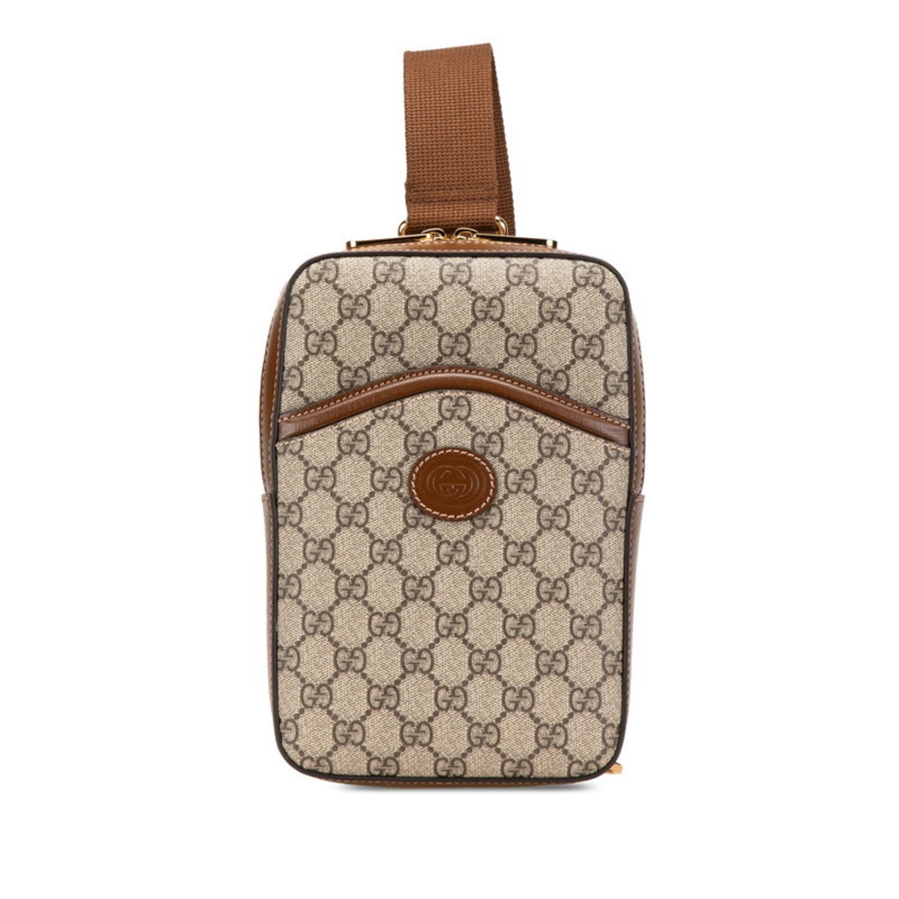 Gucci GG Supreme Interlocking G Shoulder Bag/Body Bag Beige Brown PVC Leather Women's GUCCI