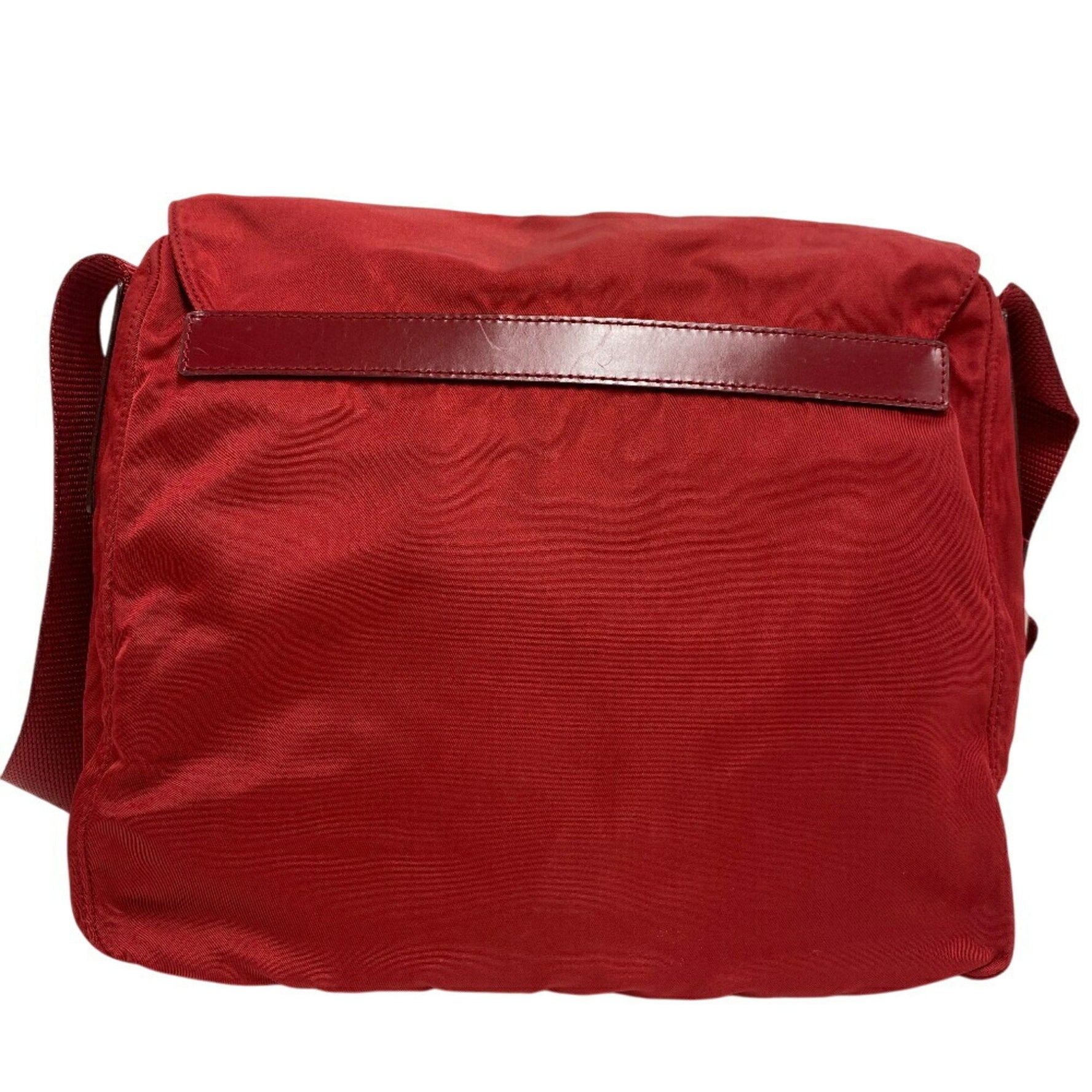 PRADA Triangle Plate Shoulder Bag Red