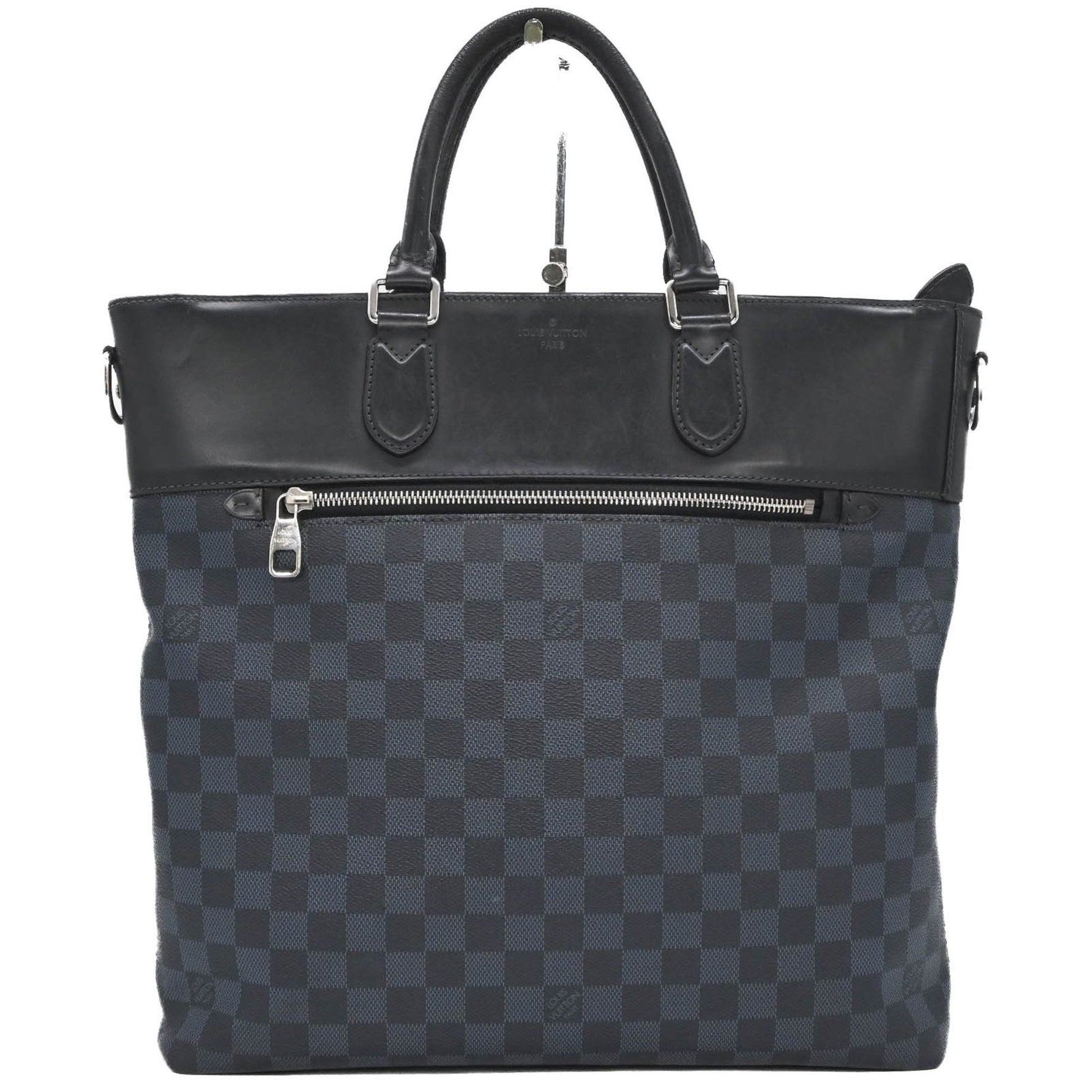 Louis Vuitton Damier Cobalt Newport Tote Bag, Shoulder Black Cobalt
