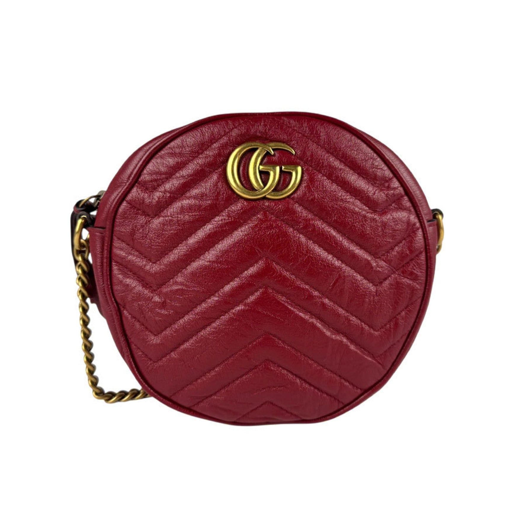 GUCCI Shoulder Bag GG Marmont Leather Red Women's z5251