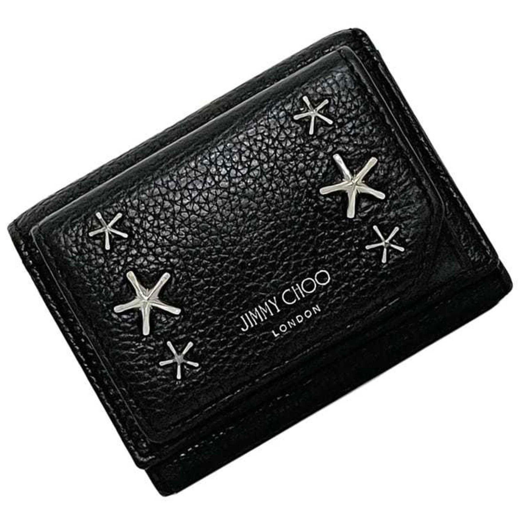 Jimmy Choo Tri-fold Wallet Star Studs Leather Compact