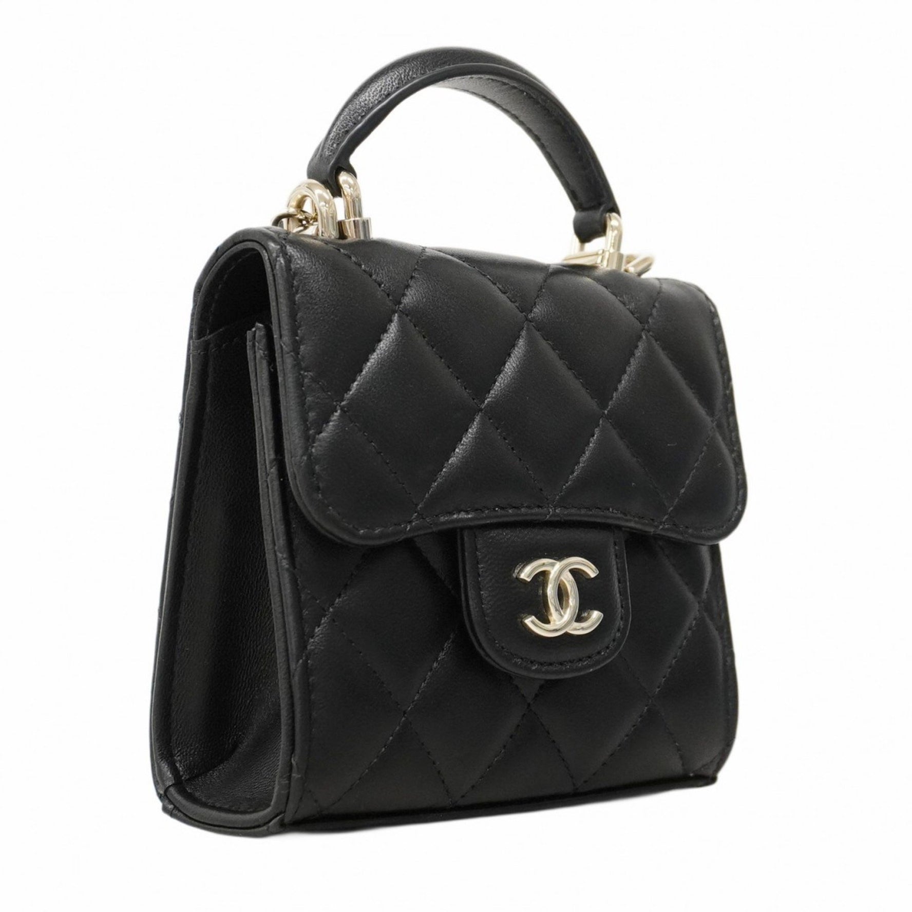 Chanel Matelasse Shoulder Bag with Chain, Lambskin, and Champagne