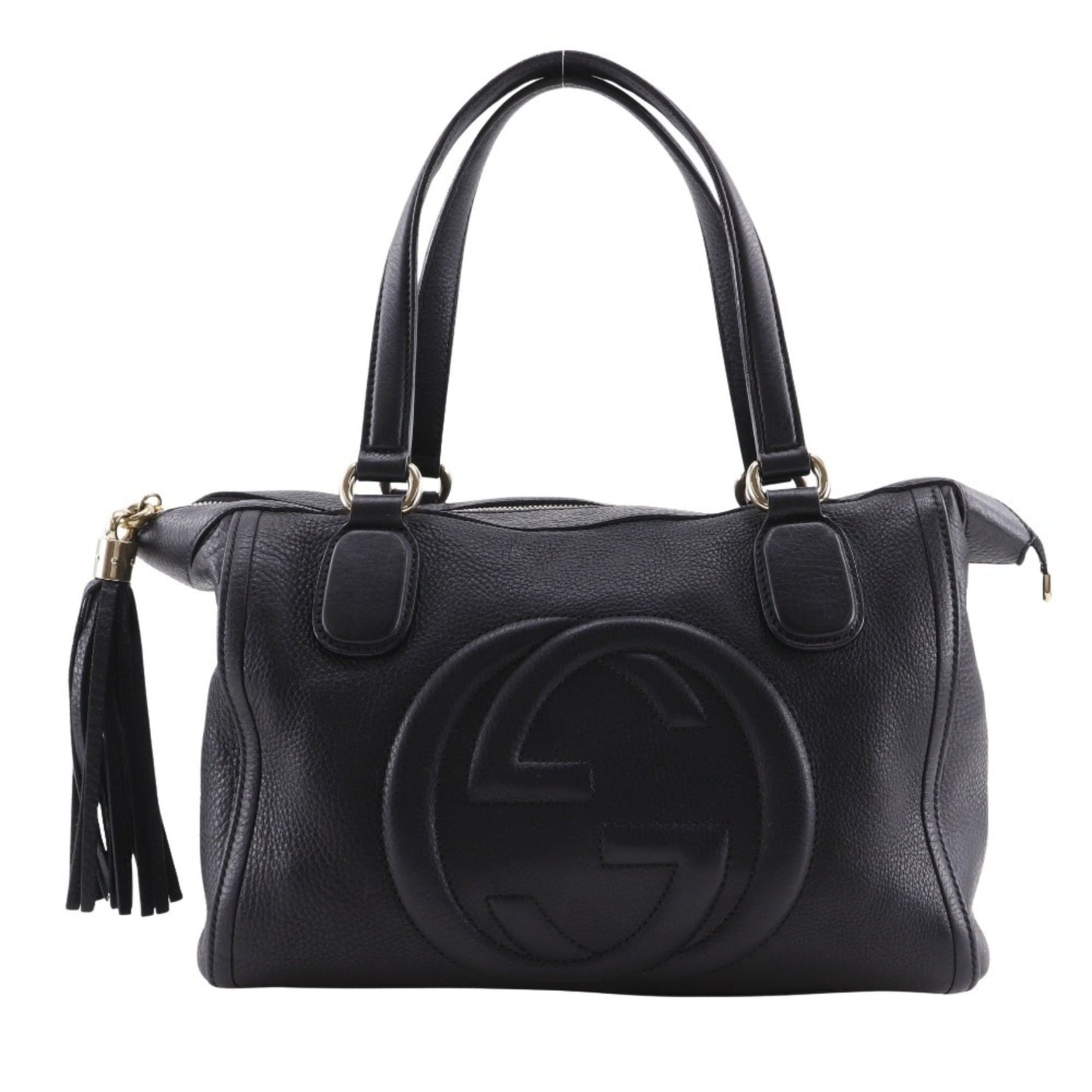 Gucci Soho Handbag, Interlocking Leather, Made in Italy, Gold, Size, Zipper