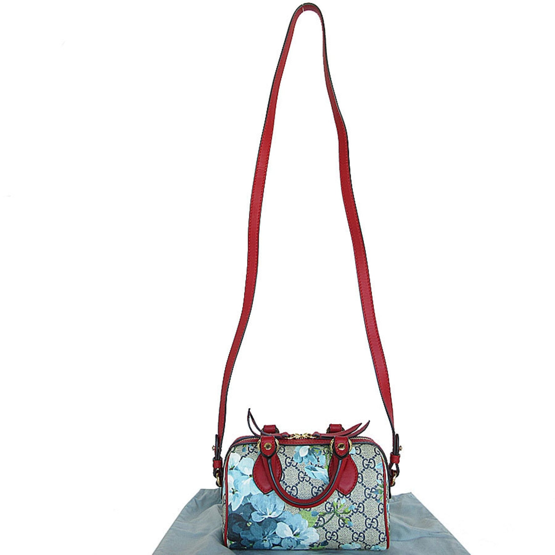 GUCCI Handbag Shoulder Bag GG Bloom Leather Blue Red Gold Women's s0409j