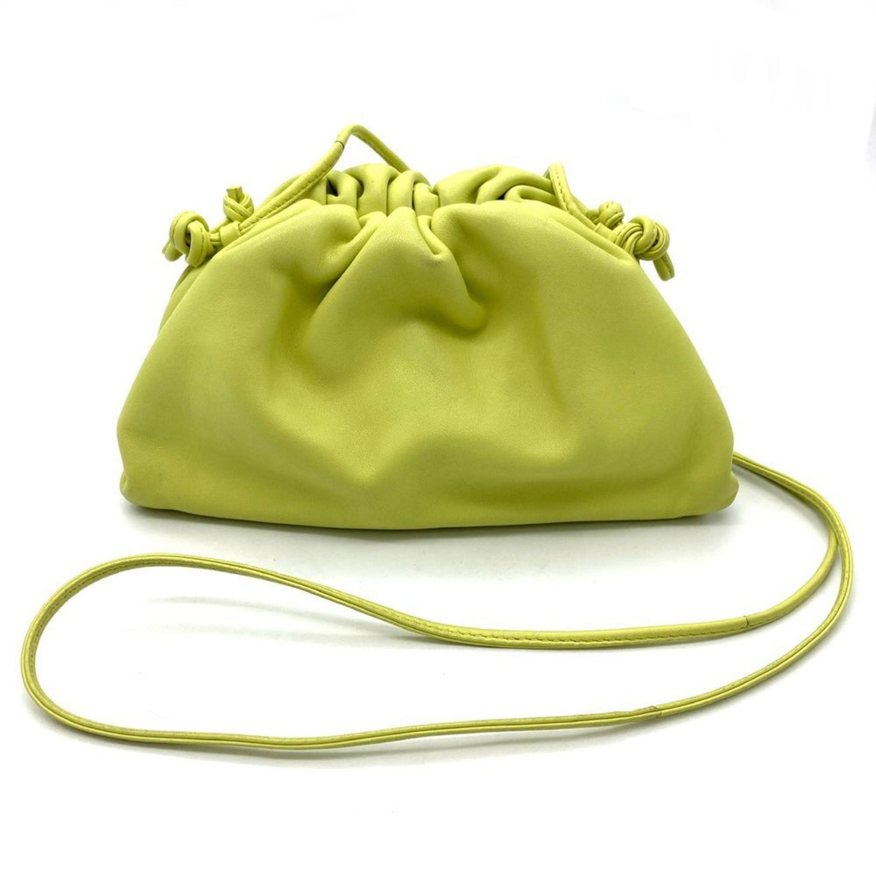 BOTTEGA VENETA Mini The Pouch Shoulder Bag Leather Kiwi Pochette Lime Yellow Light