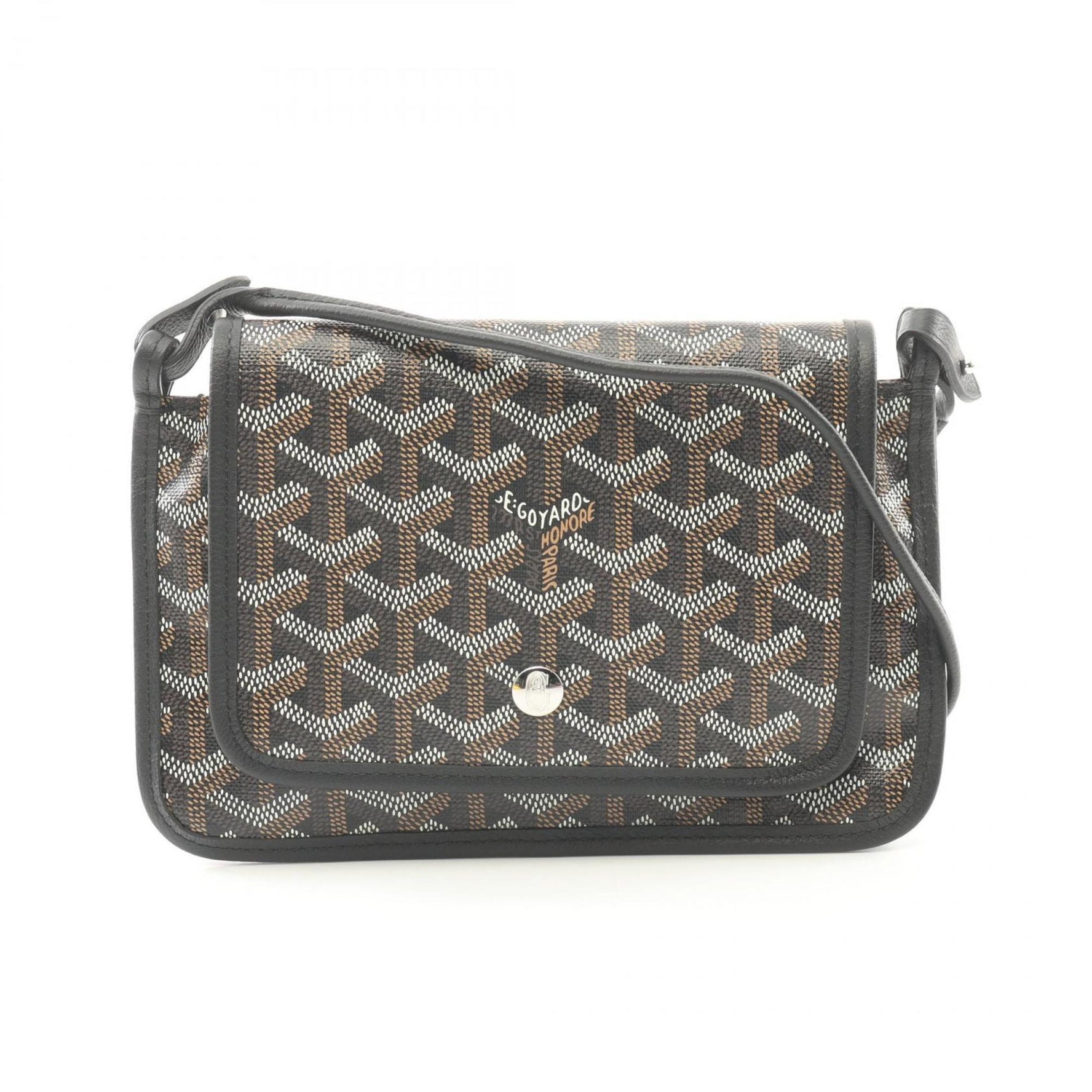 GOYARD Plume Pouch Wallet Shoulder Bag Coated Canvas Leather Black Multicolor