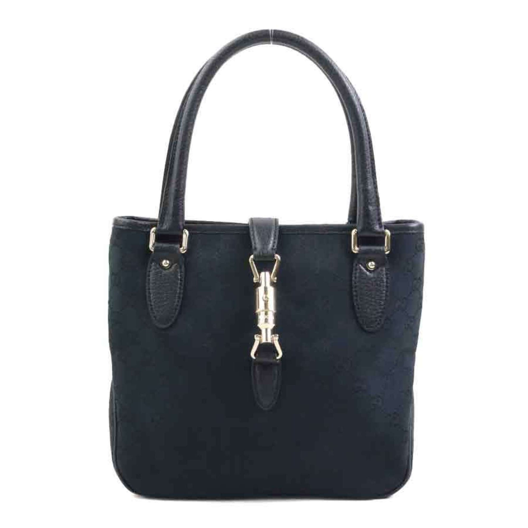 Gucci New Jackie GG Canvas Leather Handbag in and Gold