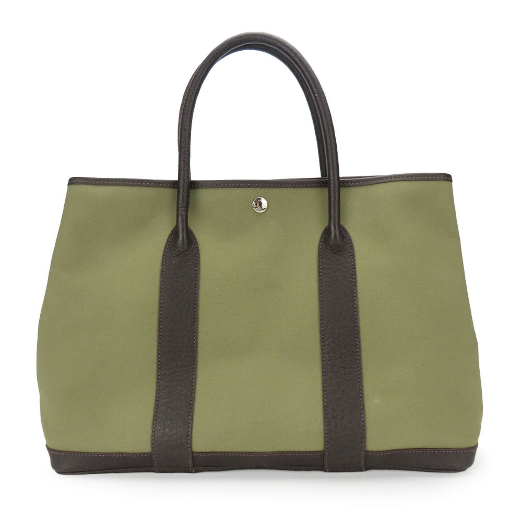 Hermes Tote Bag Garden PM Canvas Leather Khaki Brown F Stamp Men's