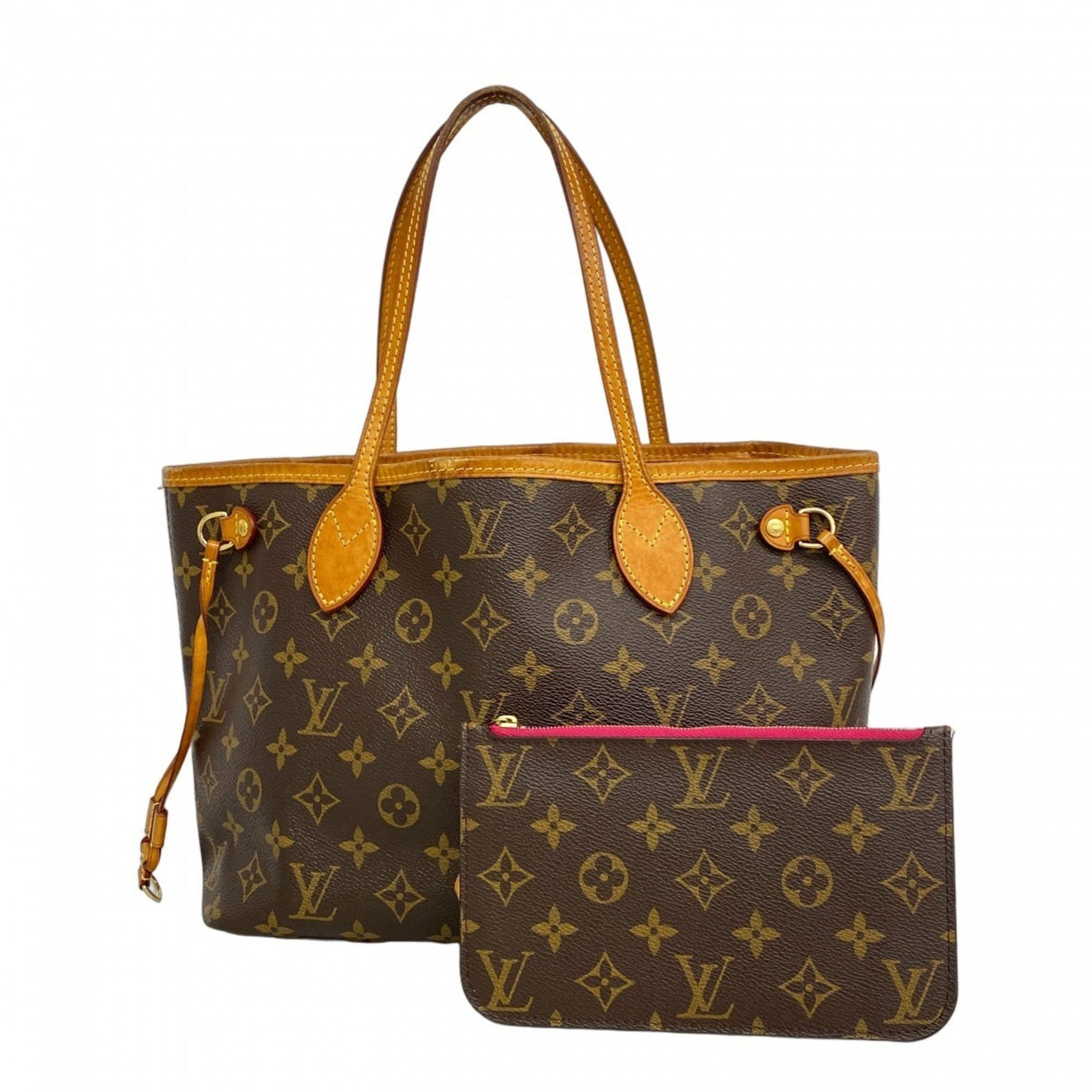 Louis Vuitton Monogram Neverfull PM Tote Bag Brown/Fuchsia