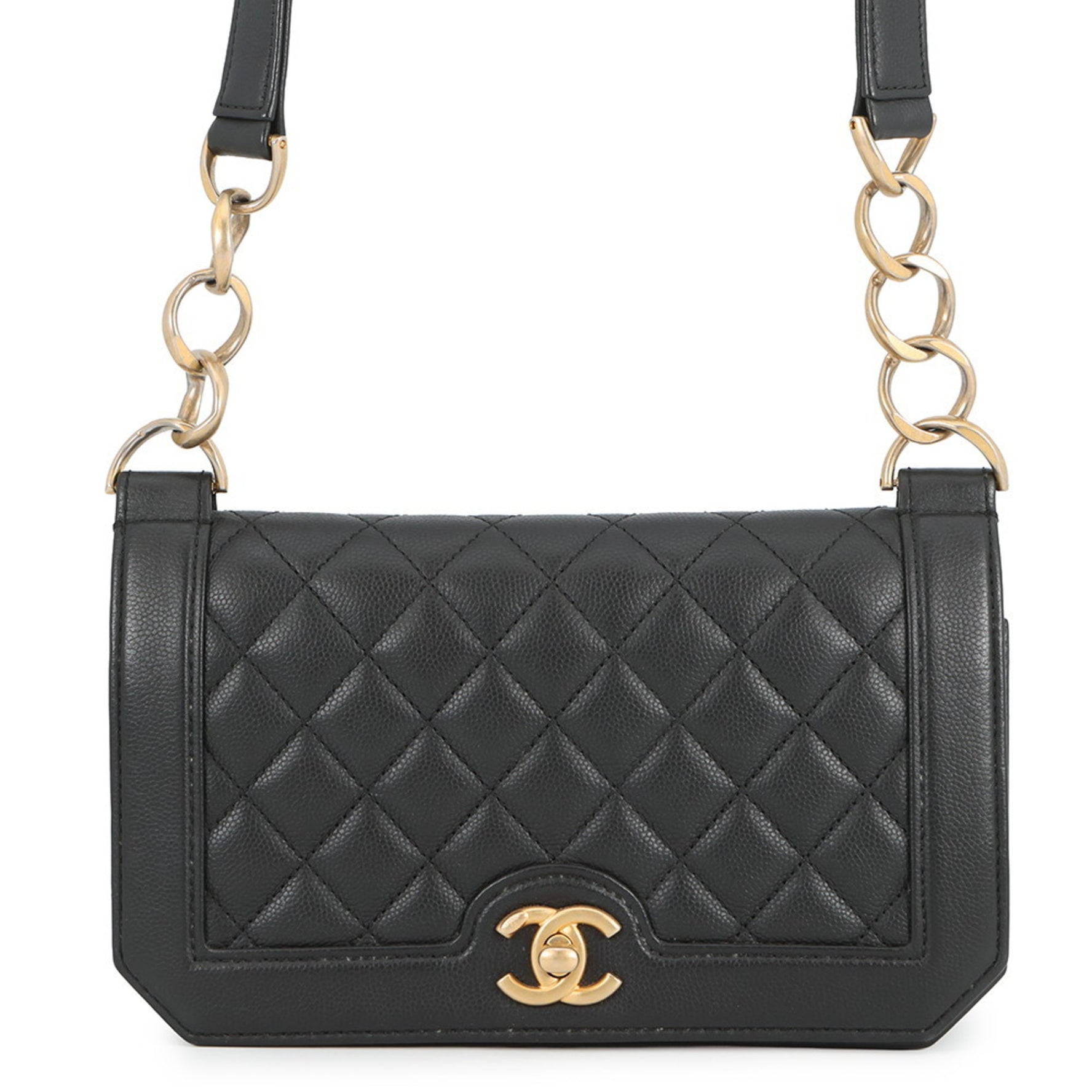 CHANEL Matelasse Shoulder Bag with Coco Mark and Caviar Leather