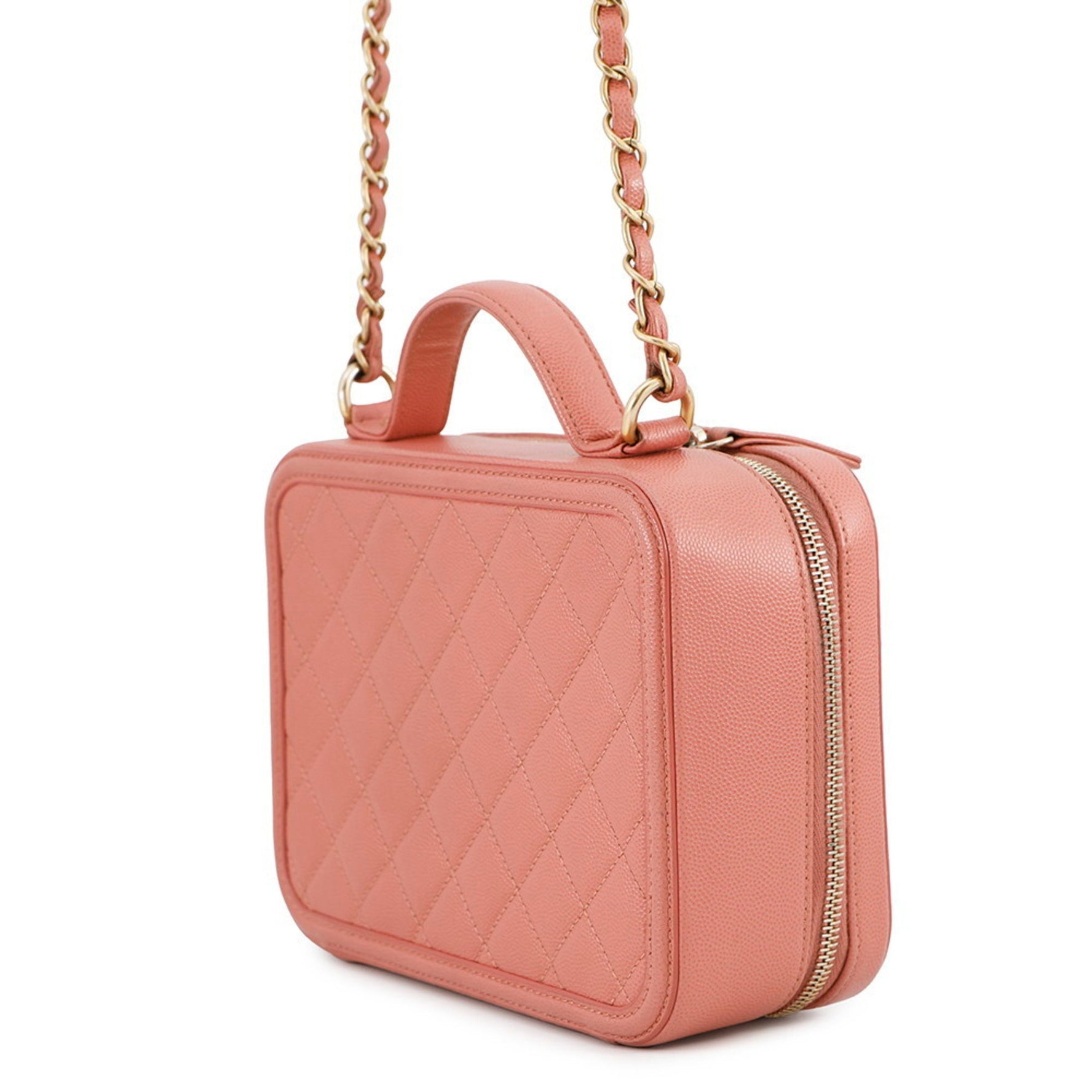 Chanel Chain Shoulder Bag CC Filigree Vanity in Caviar Skin