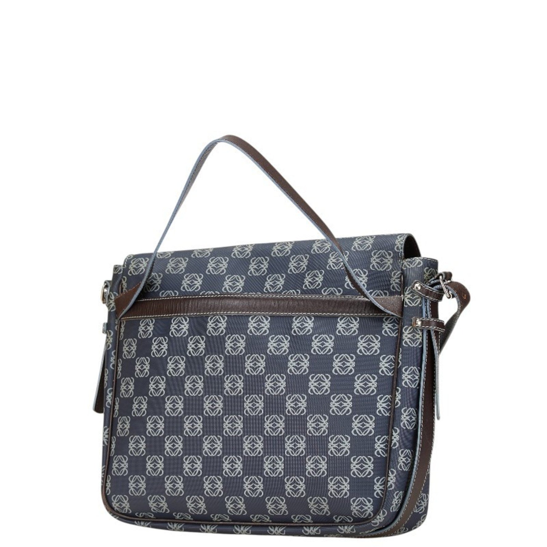 LOEWE Anagram Crossbody Shoulder Bag/Messenger Bag in Navy and Gray Leather