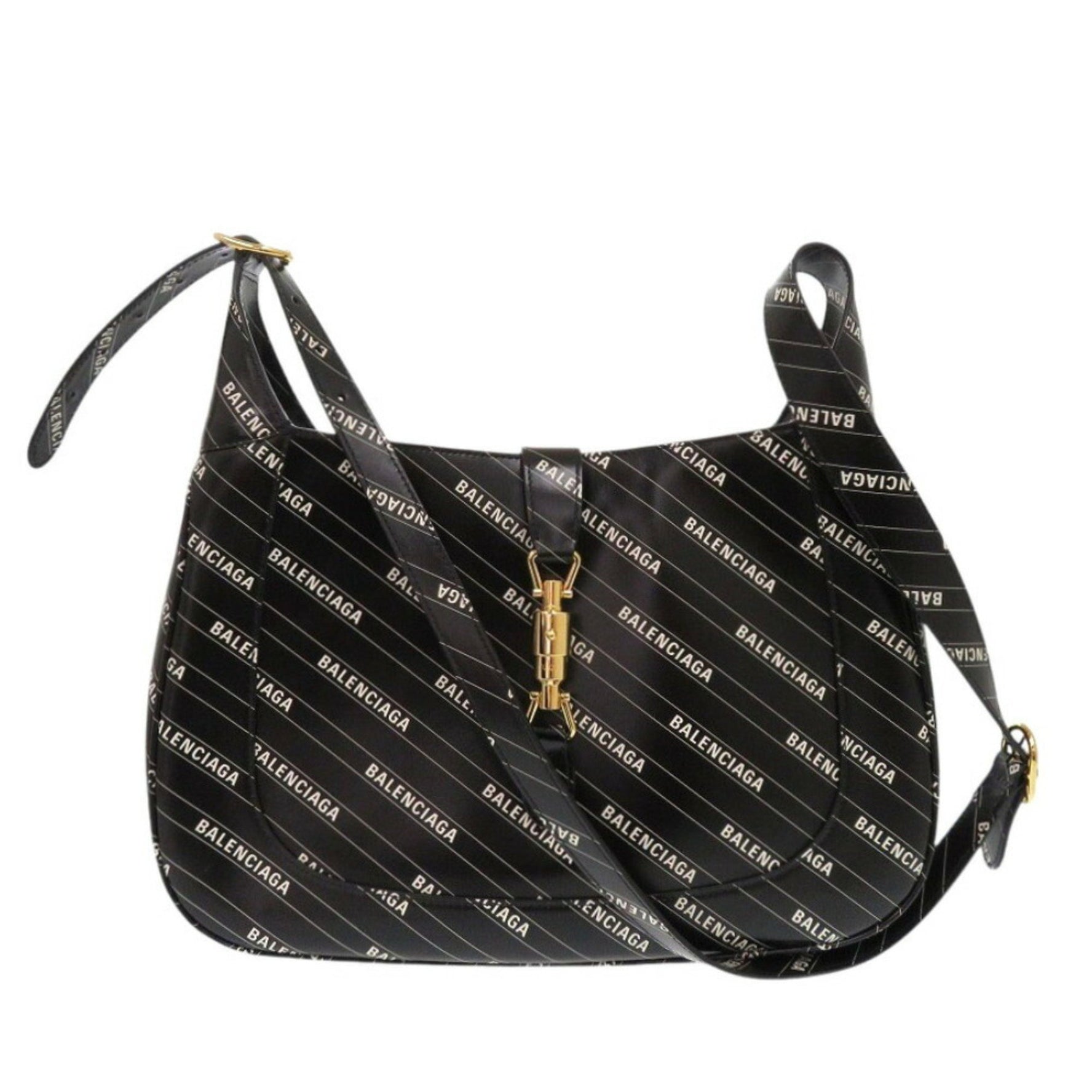 Gucci Jackie 1961 The Hacker Project Balenciaga Collaboration Leather Black Shoulder Bag 1707GUCCI