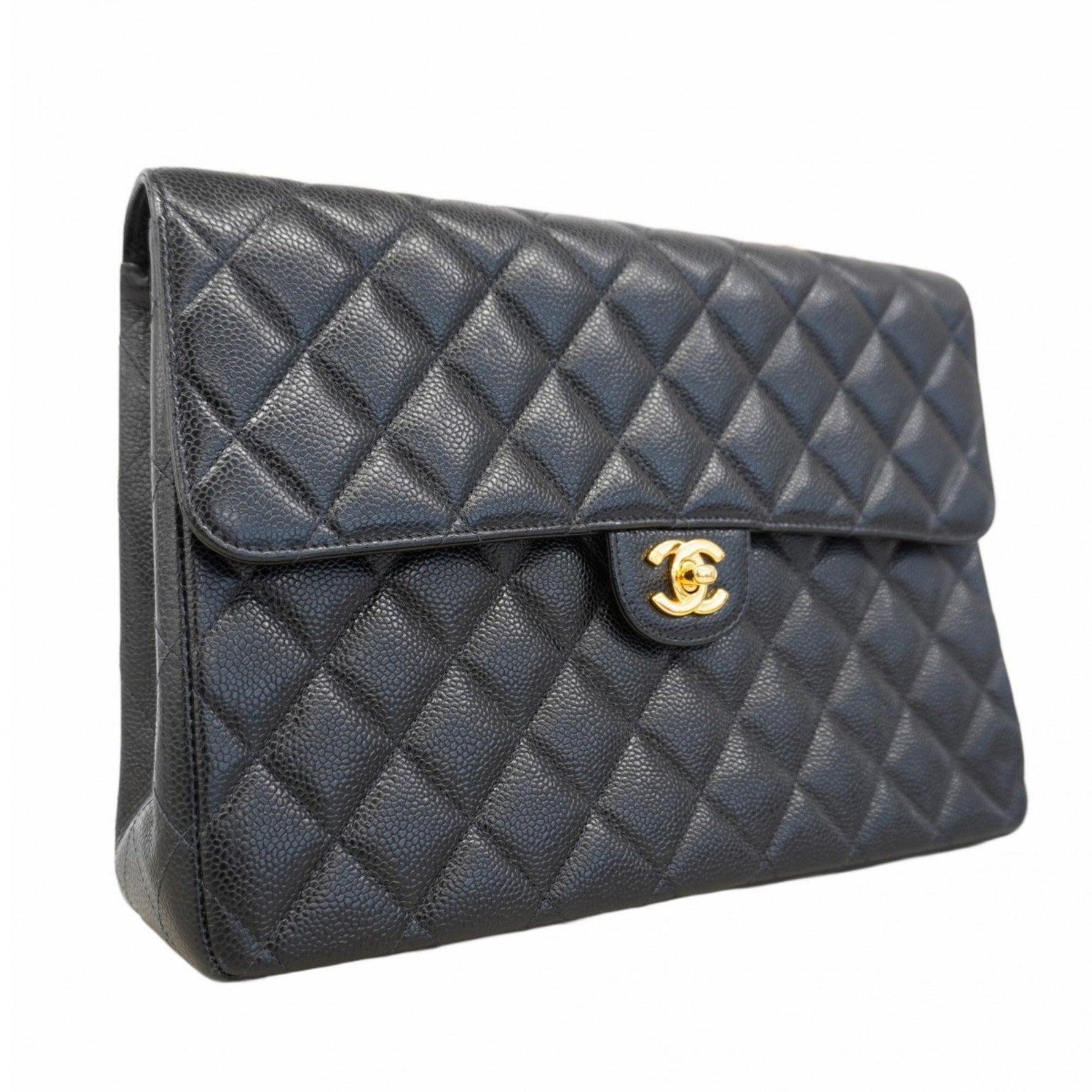 Chanel Shoulder Bag, Large Matelasse, Double Chain, Caviar Skin