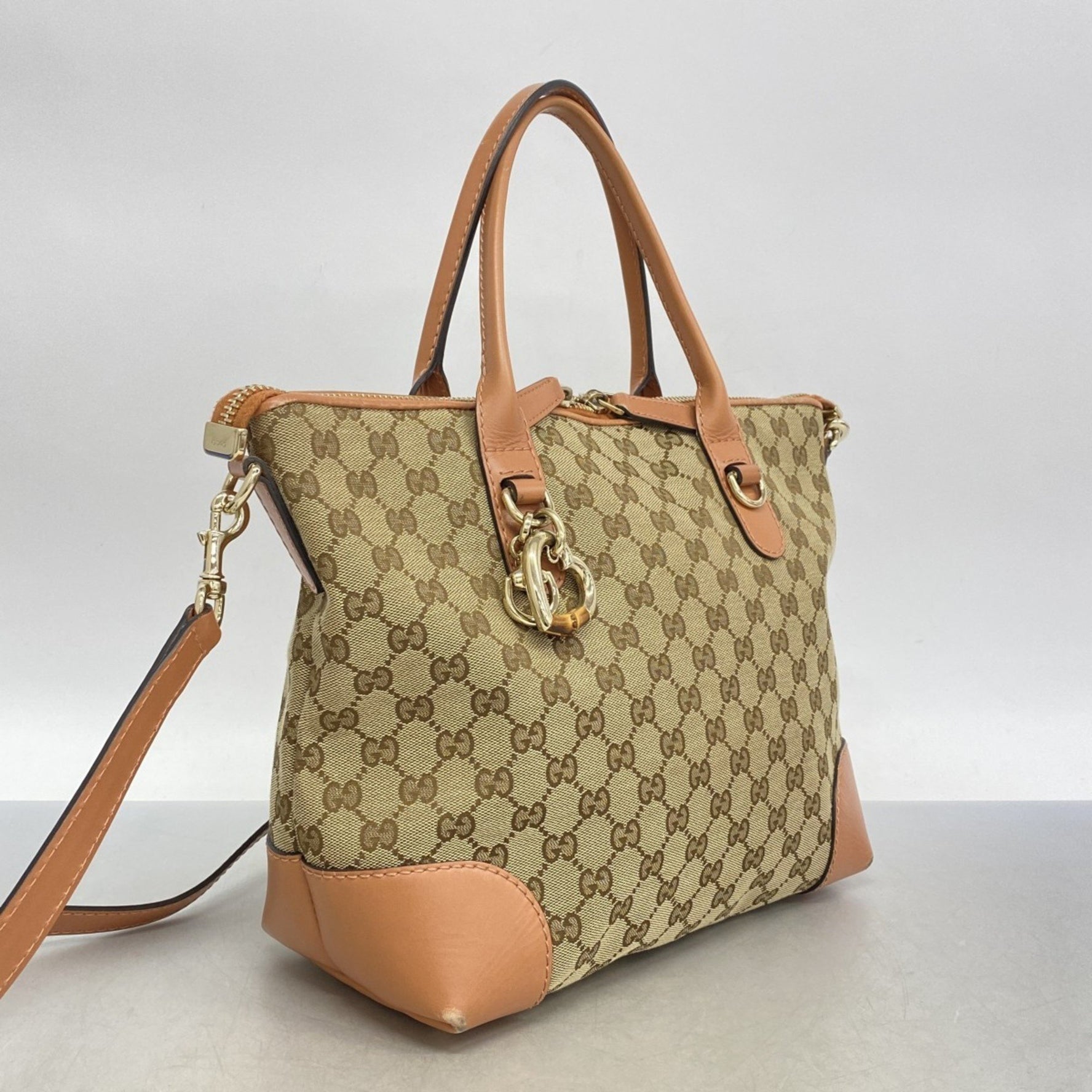 Gucci GG Canvas Handbag Coral Champagne Bag