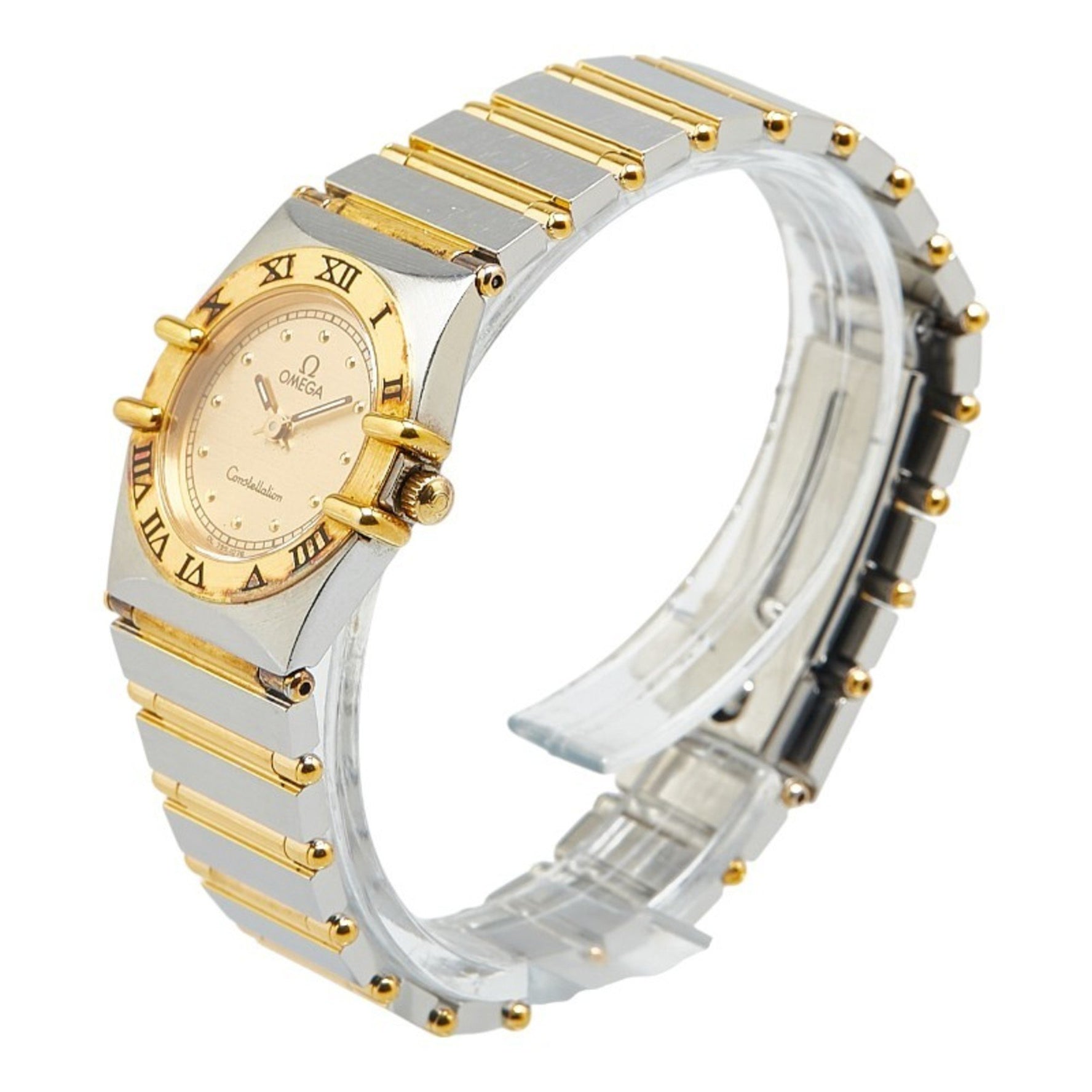 Omega Constellation Watch 1270.10.00 Quartz Gold Dial Stainless Steel