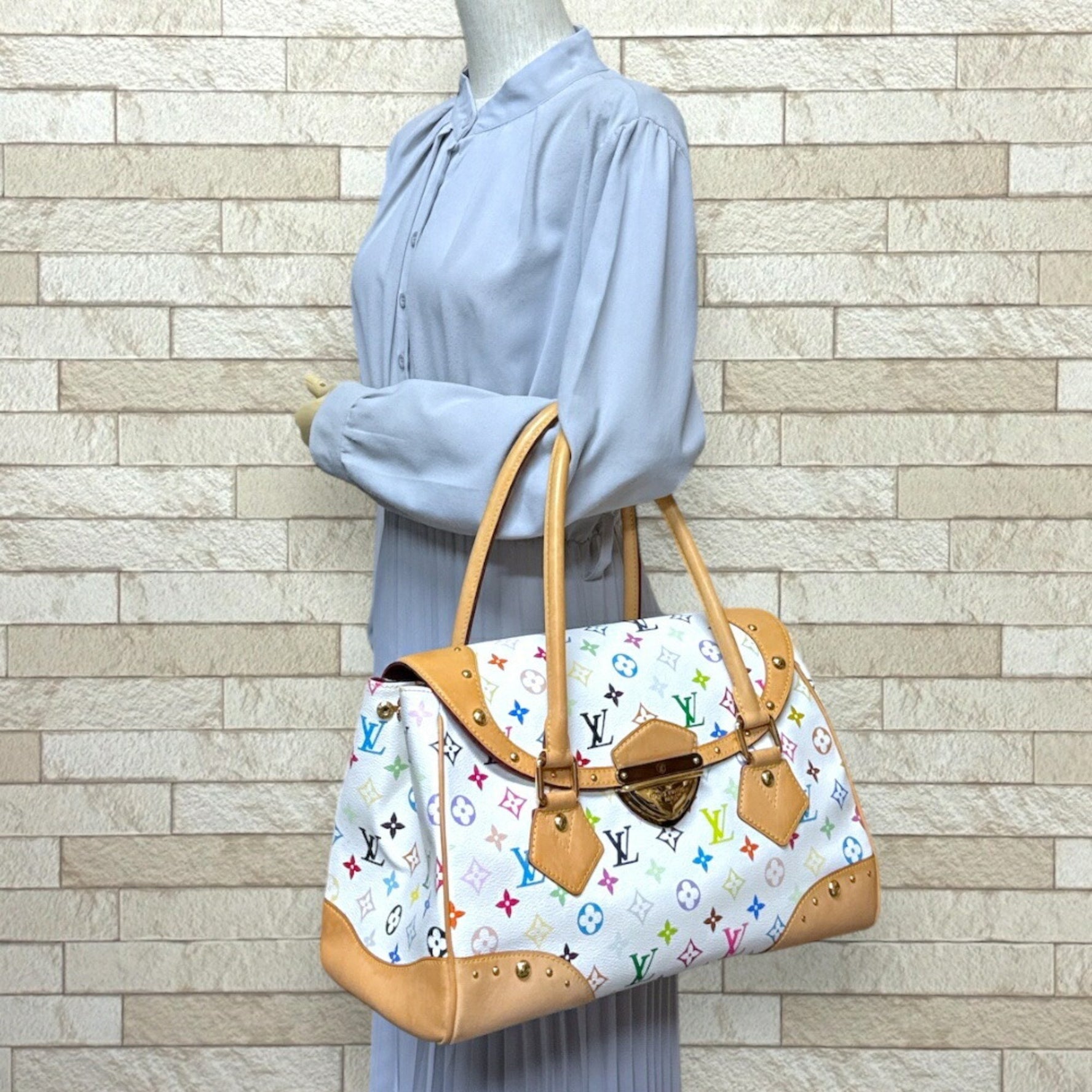 Louis Vuitton Beverly GM Monogram Multicolore Handbag, White, LOUIS VUITTON