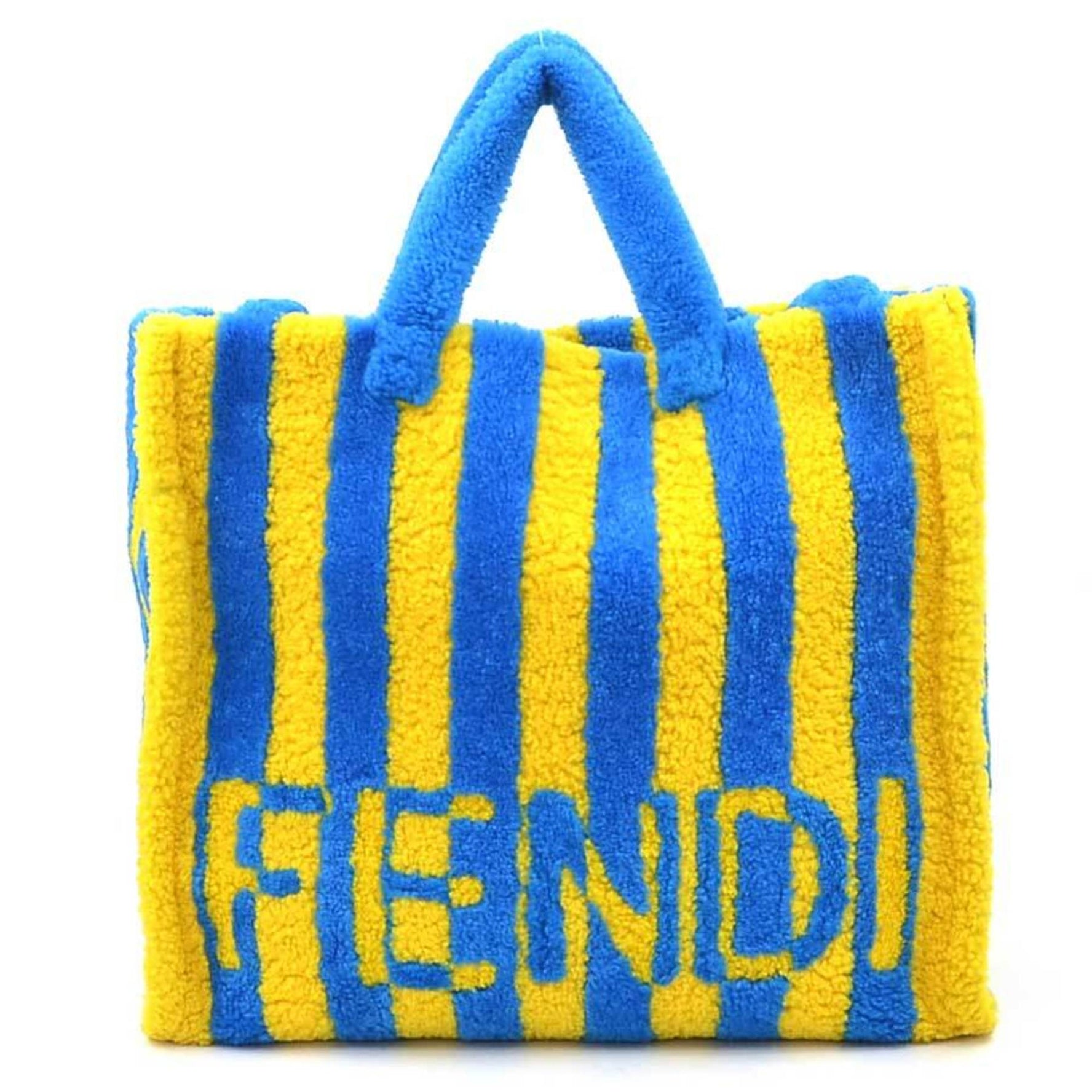 Fendi Men's Mouton Shoulder Bag in Blue and Yellow