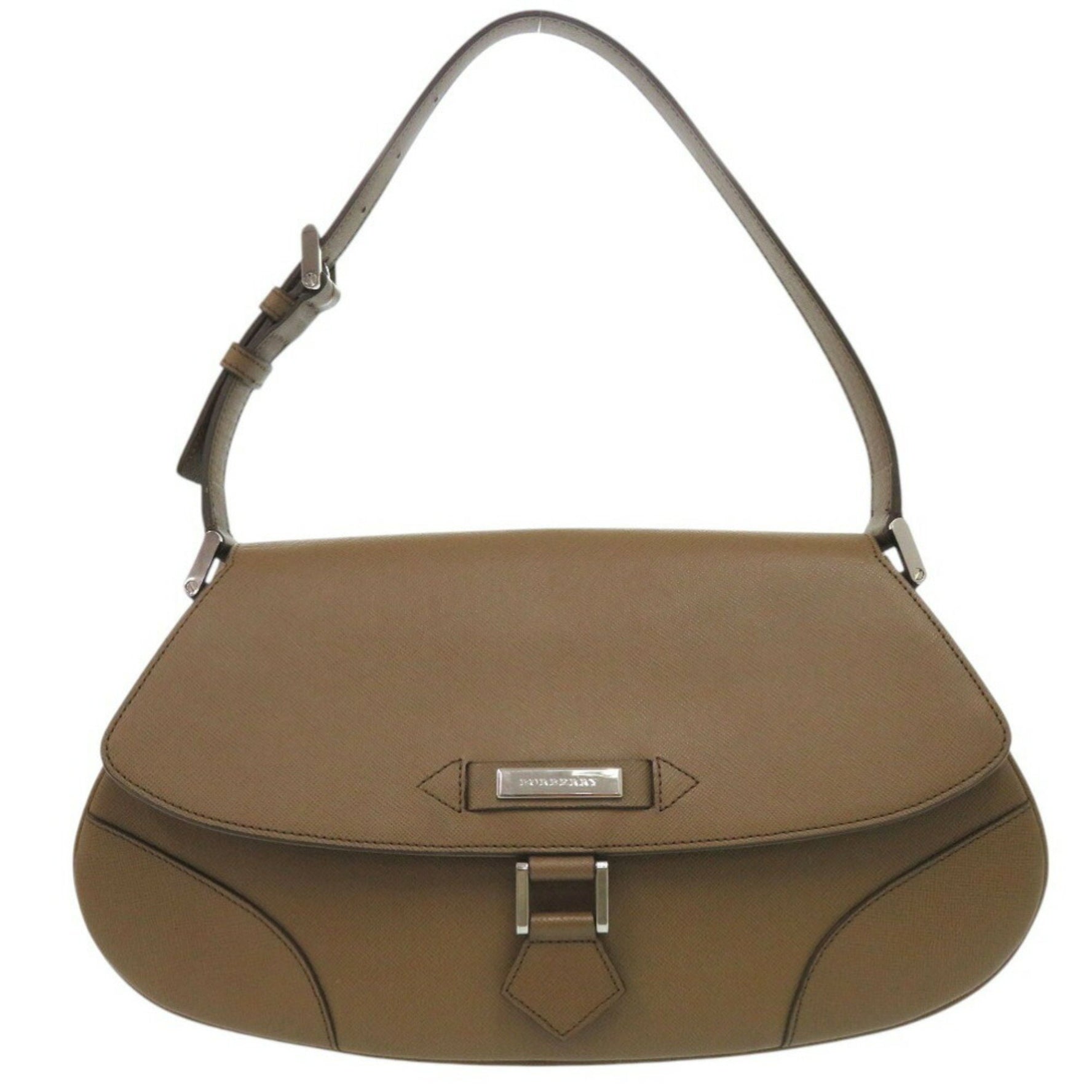 Burberry Plate Shoulder Bag Leather Khaki 0577BURBERRY
