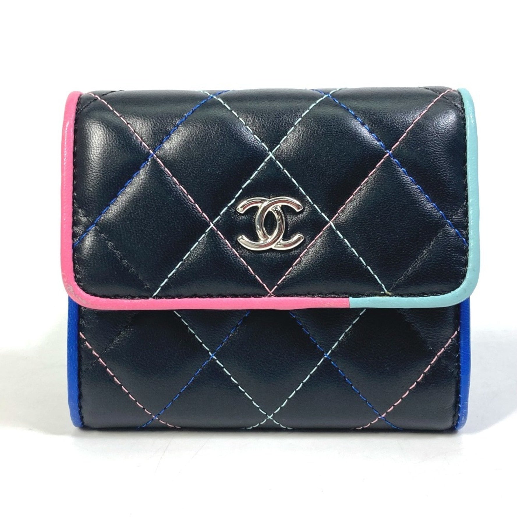 CHANEL CC Coco Mark Small Flap Compact Wallet, Tri-fold Lambskin