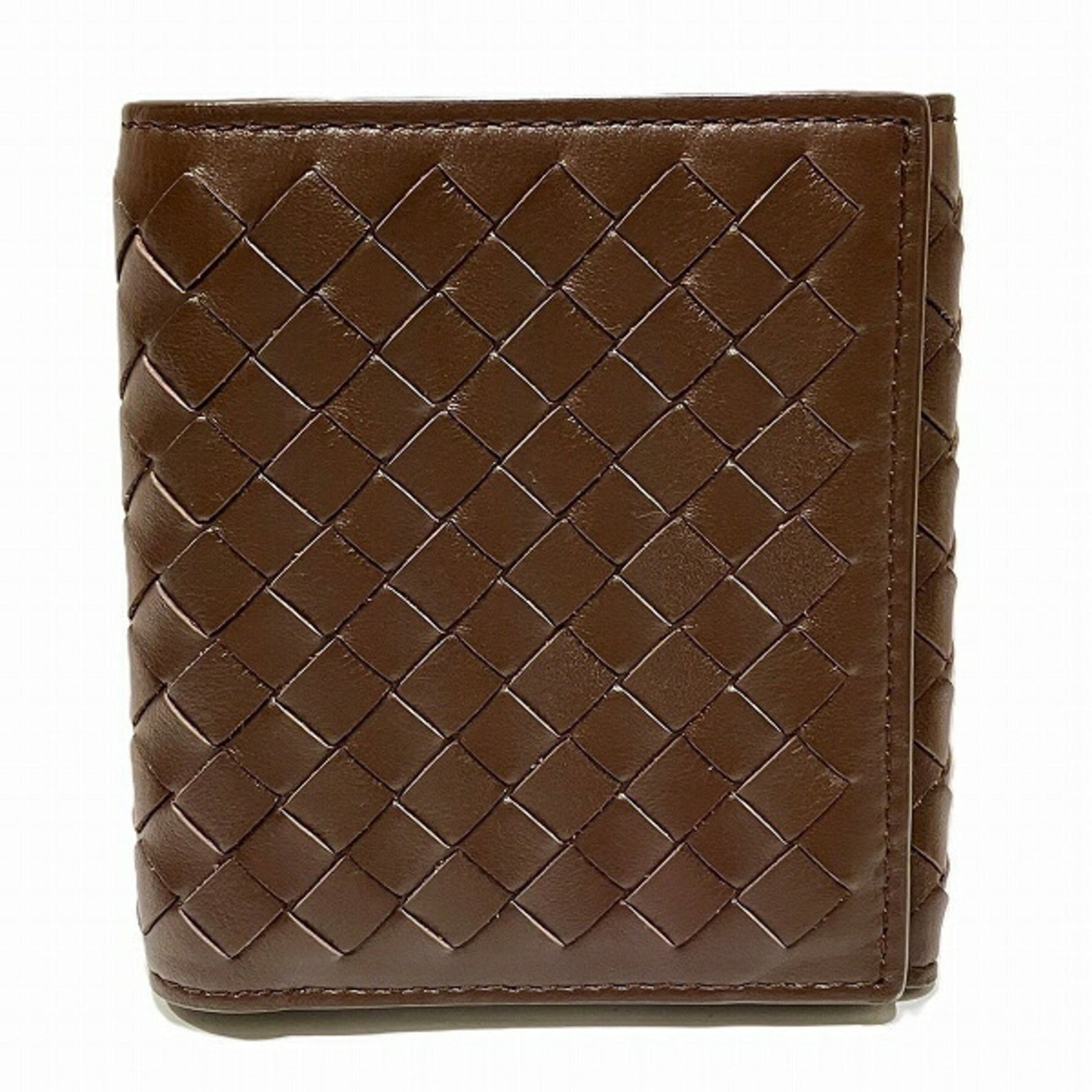 Bottega Veneta Intrecciato Dark Brown Tri-fold Wallet