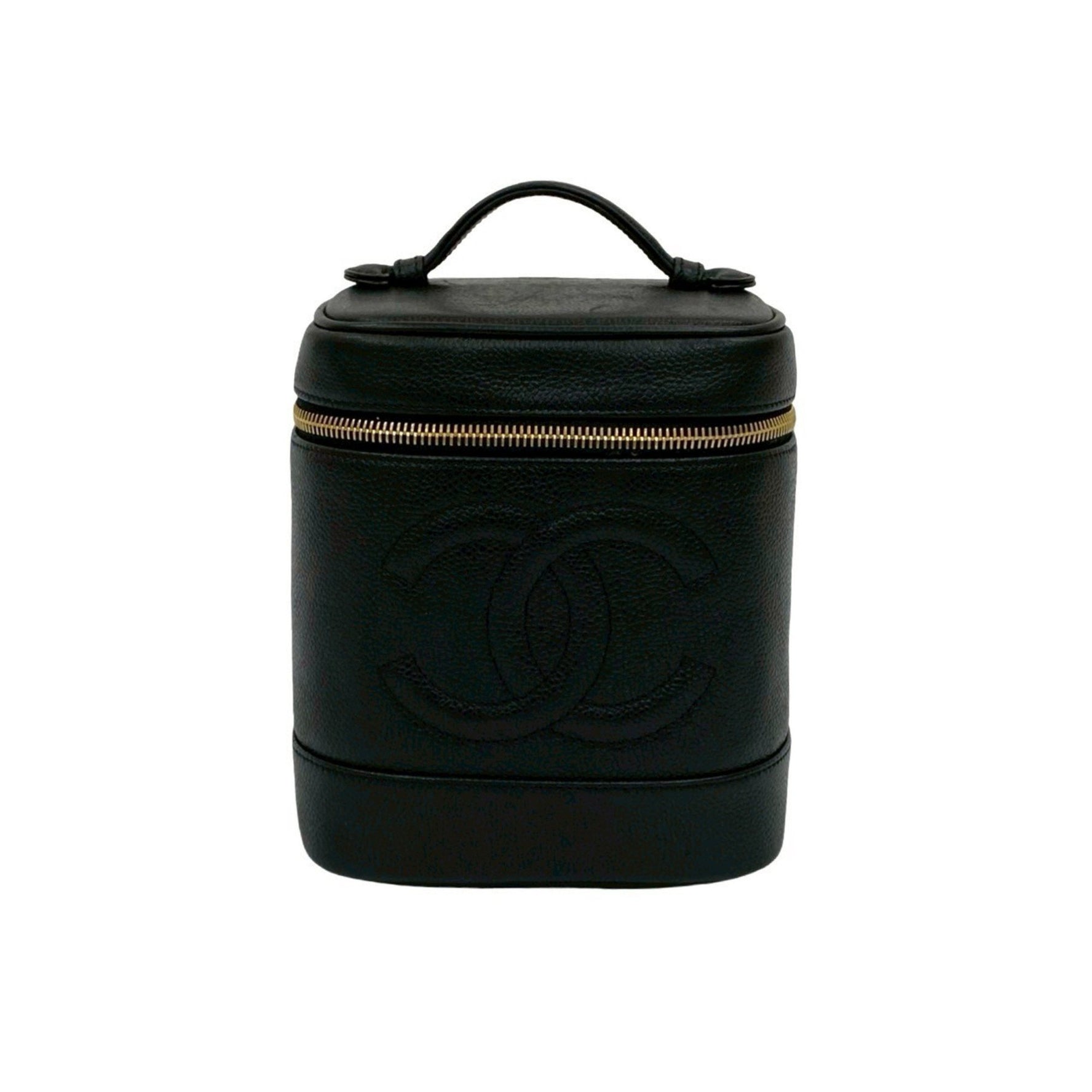 CHANEL Coco Mark Matte Caviar Leather Handbag Vanity Bag