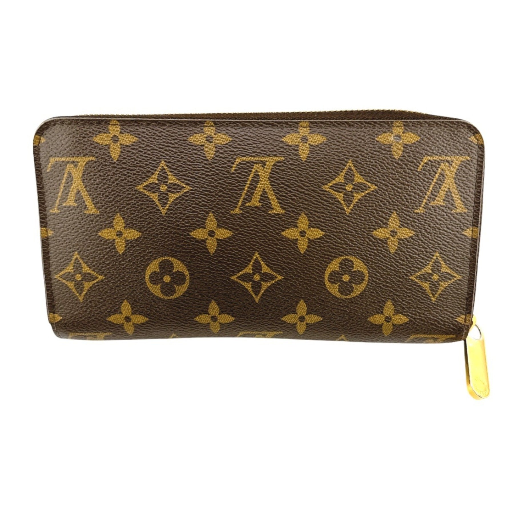 Louis Vuitton Long Wallet Round Zipper Monogram Zippy Canvas Brown x Fuchsia